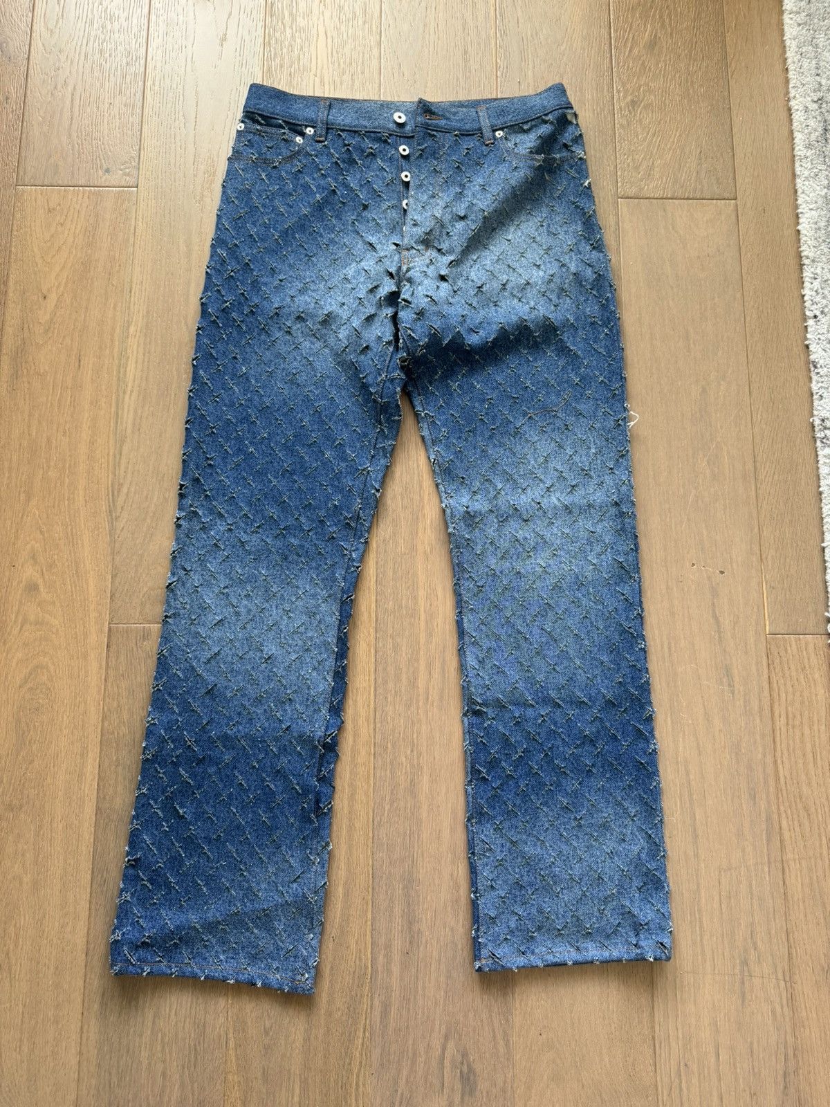 Heron Preston Heron Preston Blue Razor Cut Jeans Size US 31 - 1 Thumbnail