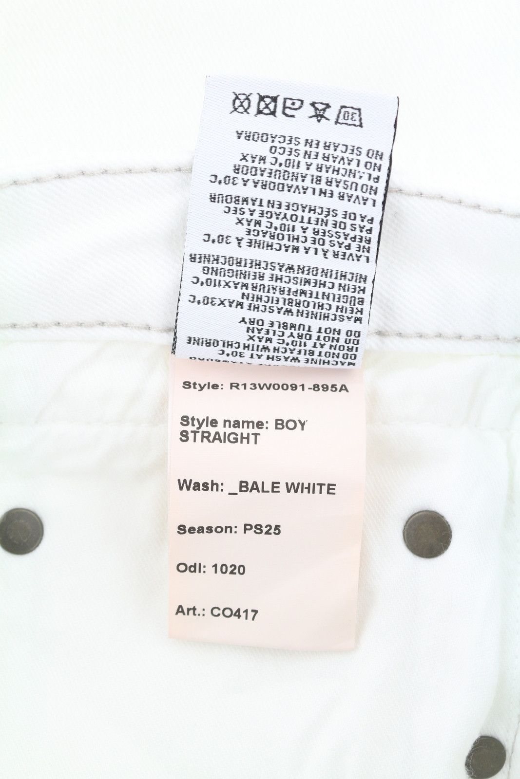 R13 BOY STRAIGHT 30 Bale White Cropped Ankle Zip Jeans 87159 Size 30" / US 8 / IT 44 - 10 Thumbnail