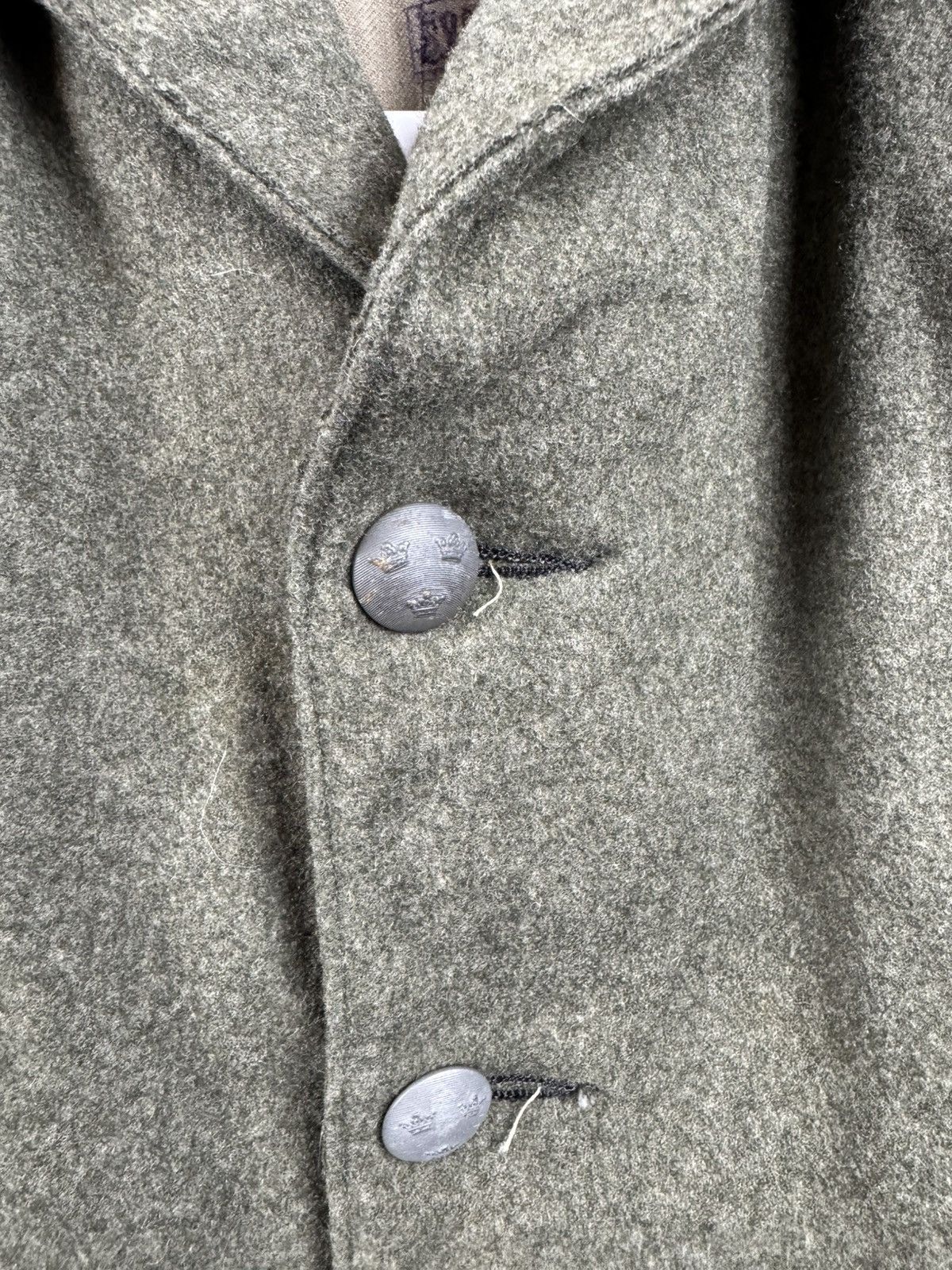 Vintage WWII Era Swedish Army Wool Jacket M39/M58 Three Crowns C48 Size US L / EU 52-54 / 3 - 5 Thumbnail