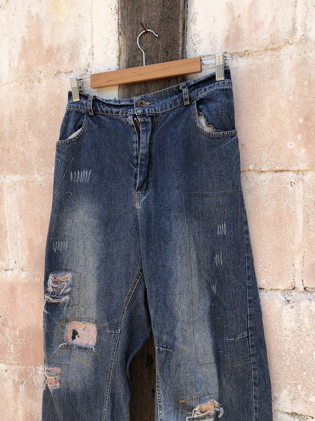 Jean Cawaii Baggy Jeans Patchwork Destress Size US 29 - 4 Thumbnail