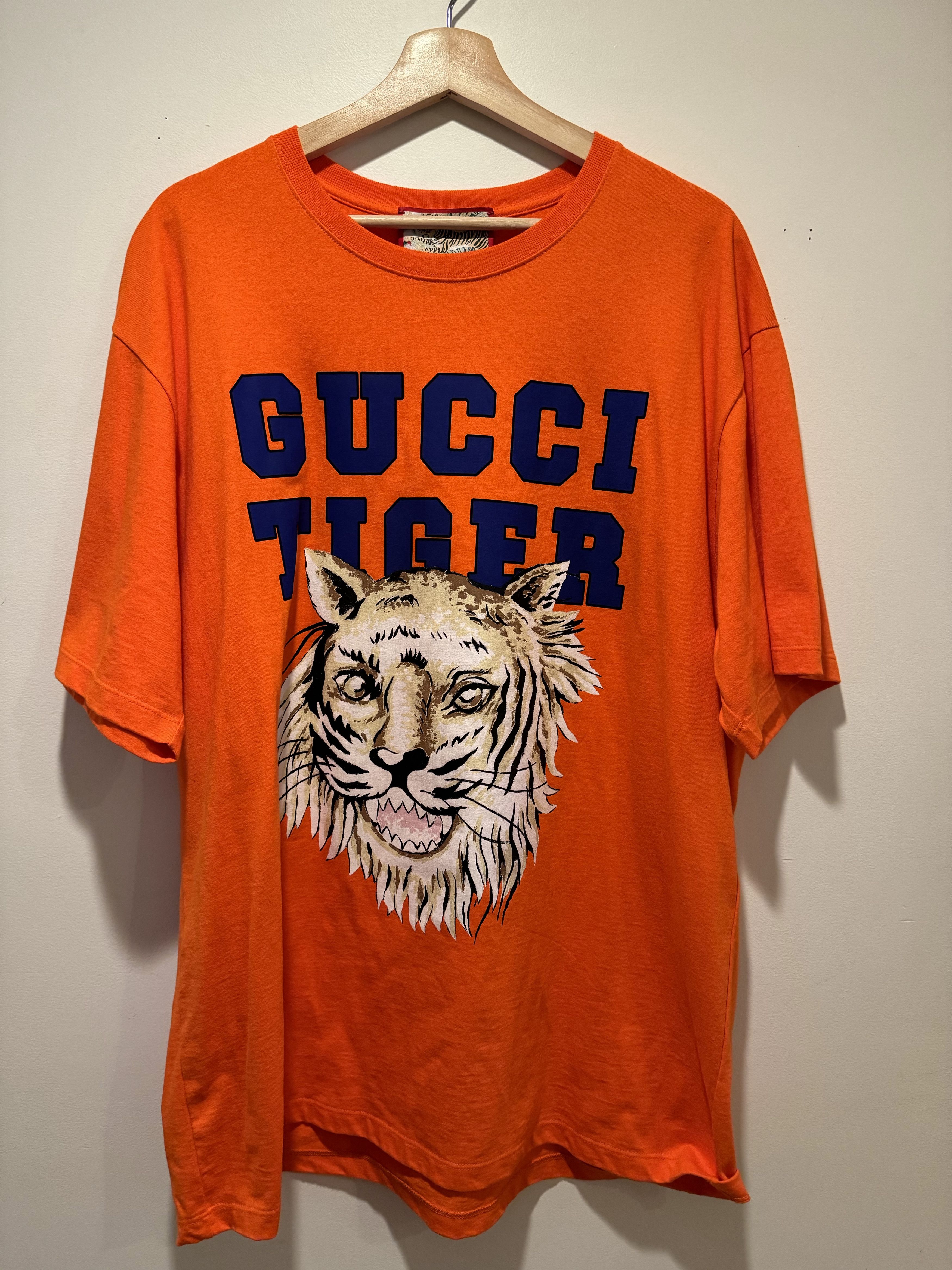 image of Gucci Tiger Print Tee in Orange, Men's (Size 2XL)