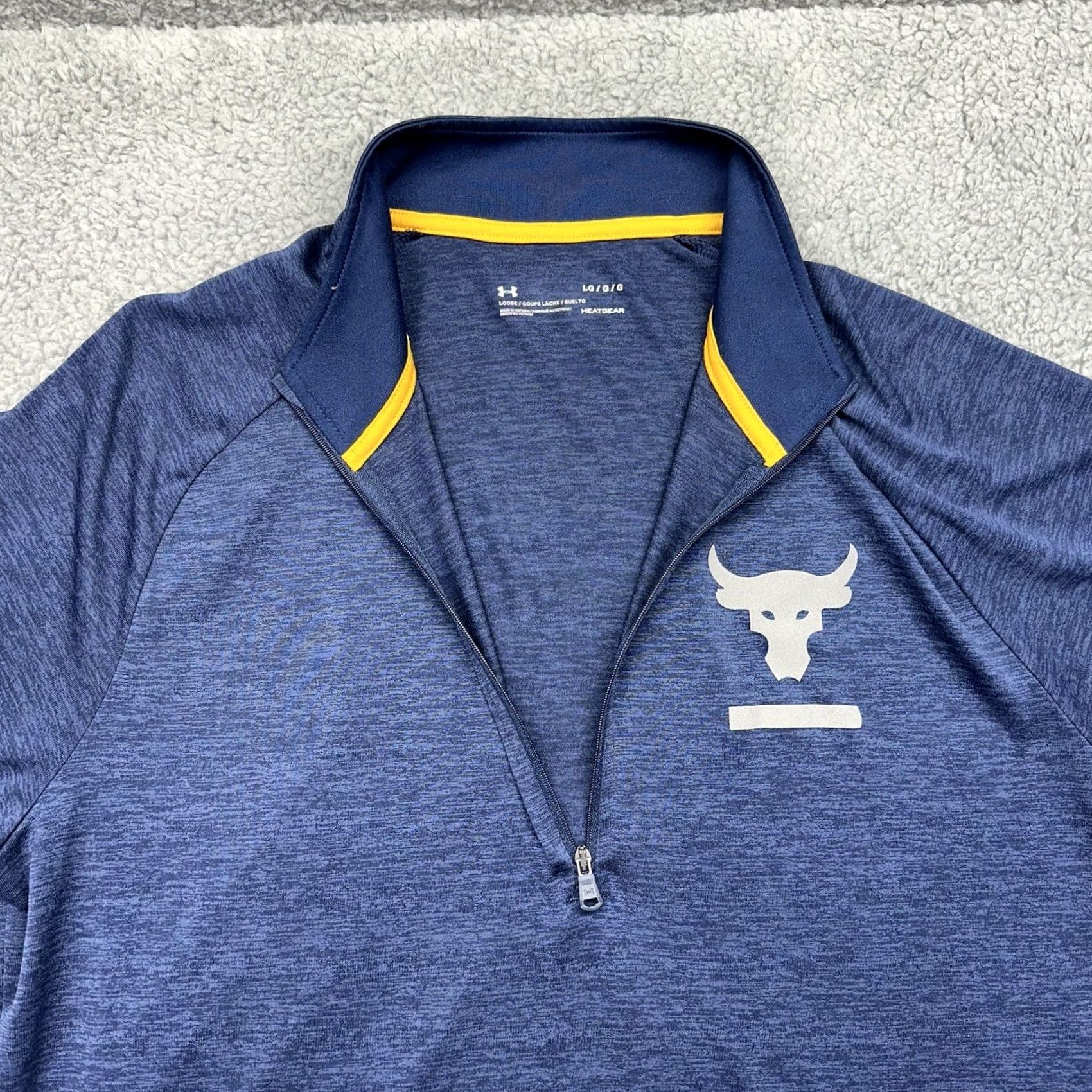 Under Armour Under Armour Project Rock Tech 1/4 Zip Pullover Shirt Mens Large Blue Long Sleeve Activewear Shirt Size US L / EU 52-54 / 3 - 7 Thumbnail