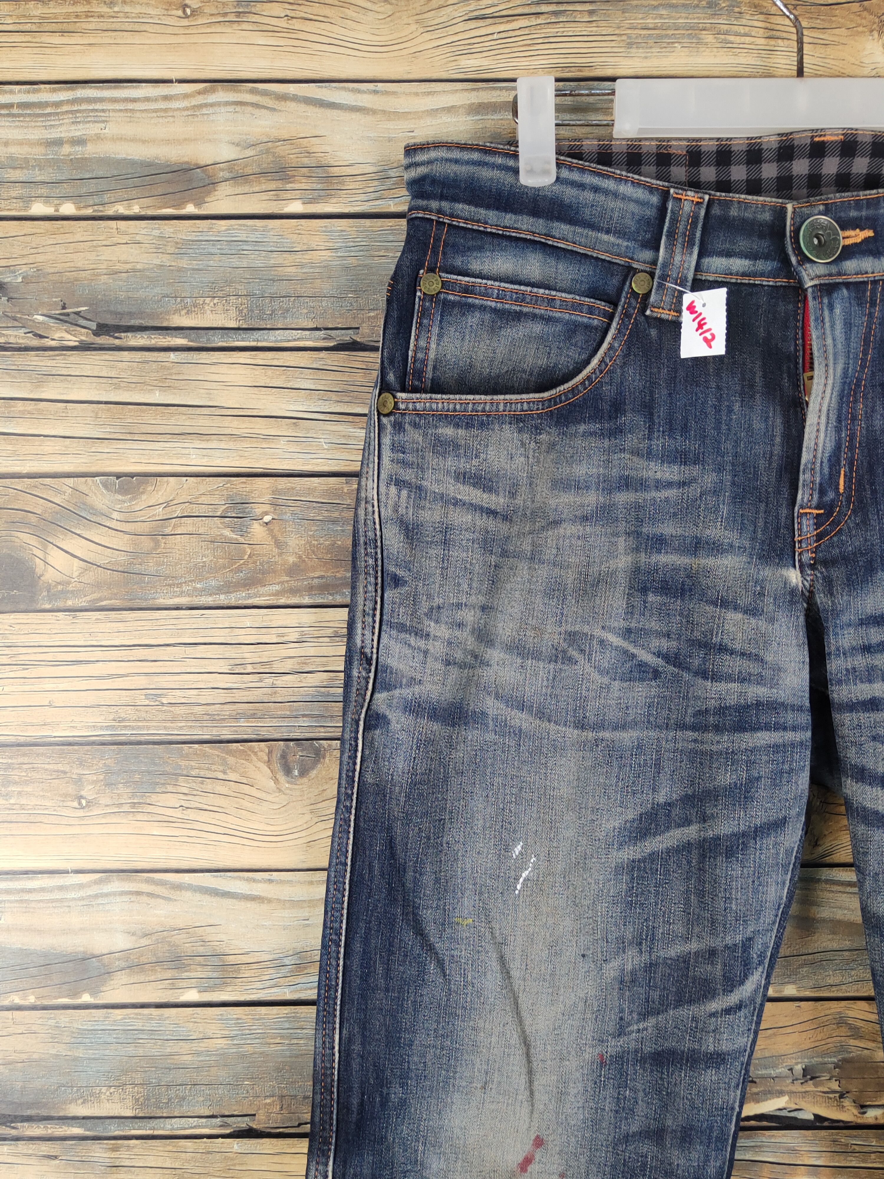 Edwin Edwin Dark Blue Distressed Ripped denim Jeans #W1412 Size US 33 - 3 Thumbnail
