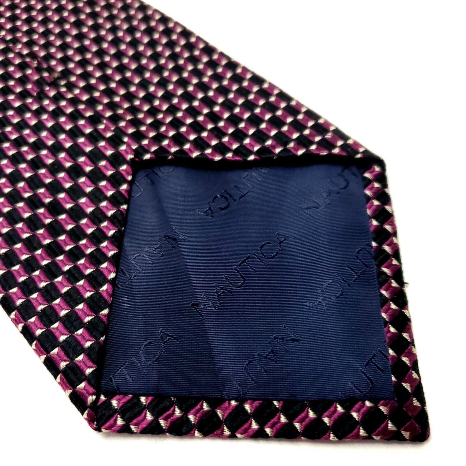 Nautica Nautica Silk Tie Woven Purple Black Geometric Size ONE SIZE - 5 Thumbnail