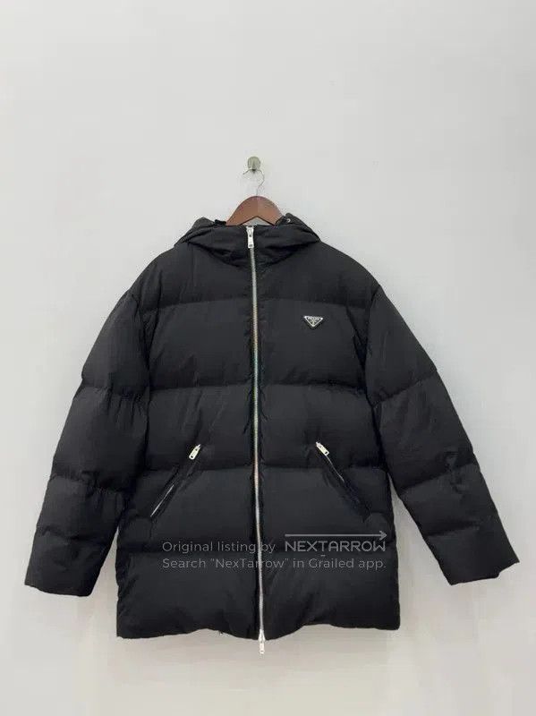 Prada Men's Black Mid-Length Down Jacket.