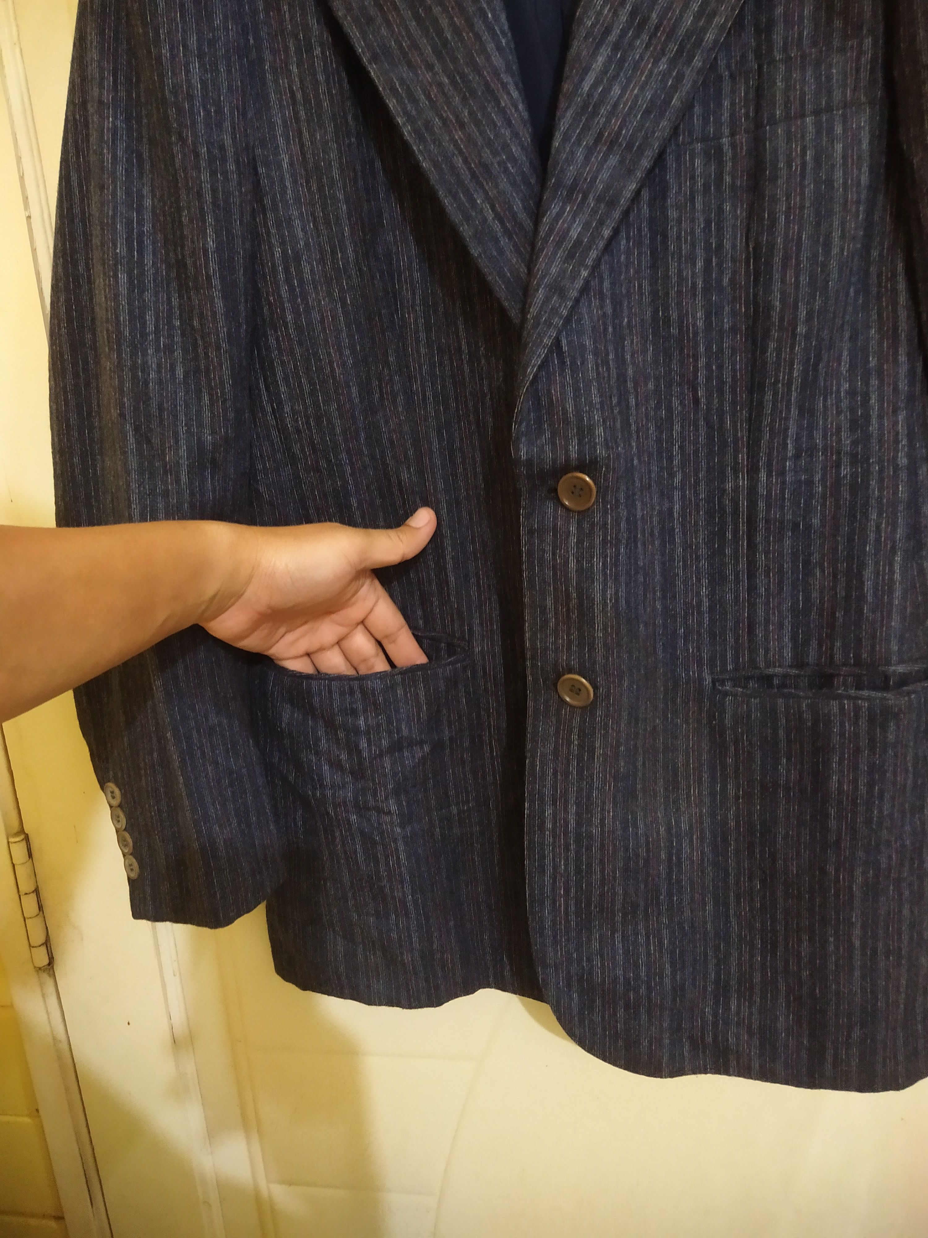 Saint Laurent Paris Vintage 90s Yves Saint Laurent Pinstripe Wool Blazer Size 40L - 6 Thumbnail