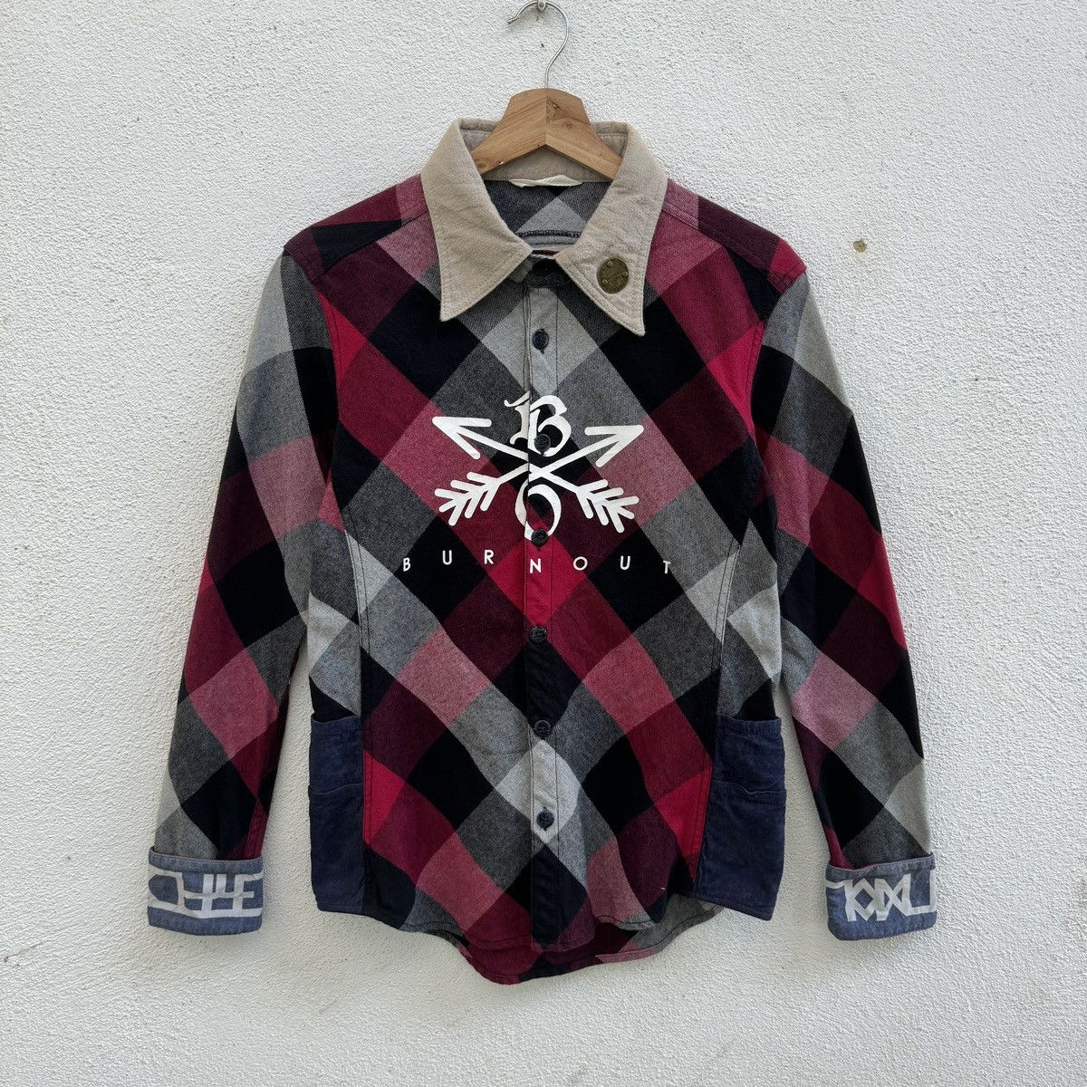 Japanese Brand BURNOUT Cross Arrow Flannel Shirt UVERworld Takuya Size US S / EU 44-46 / 1 - 2 Thumbnail