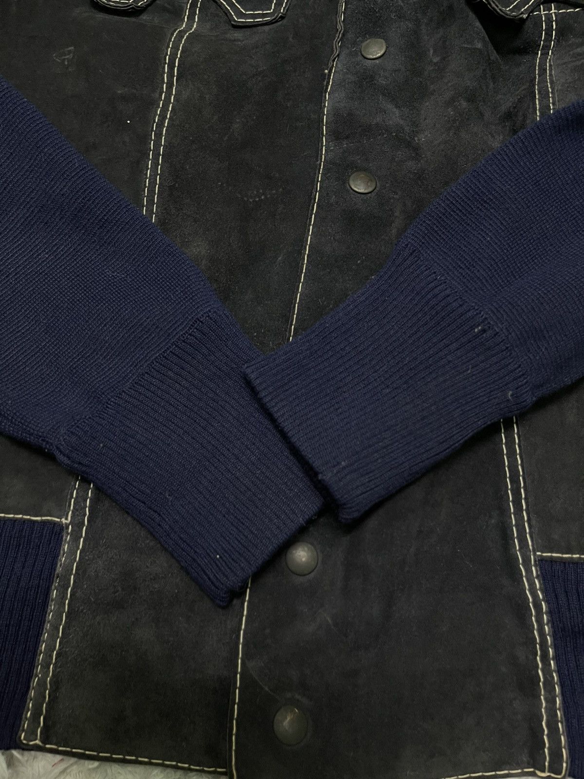 Vintage 70s SMITHS SUEDE LEATHER AND KNITWEAR RARE DESIGN Size US M / EU 48-50 / 2 - 11 Thumbnail