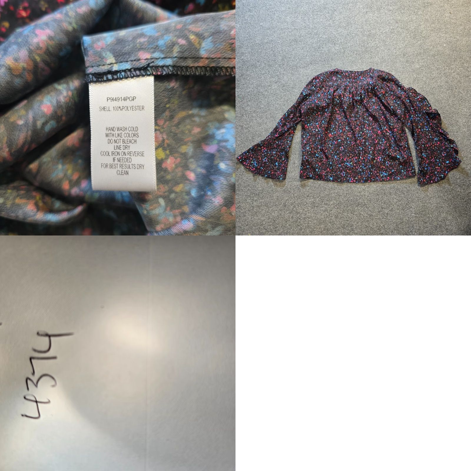 Parker Parker Top Womens XL Black Pink Floral V Neck Ruffle Flare Sleeves Casual Blouse Size XL / US 12-14 / IT 48-50 - 8 Thumbnail