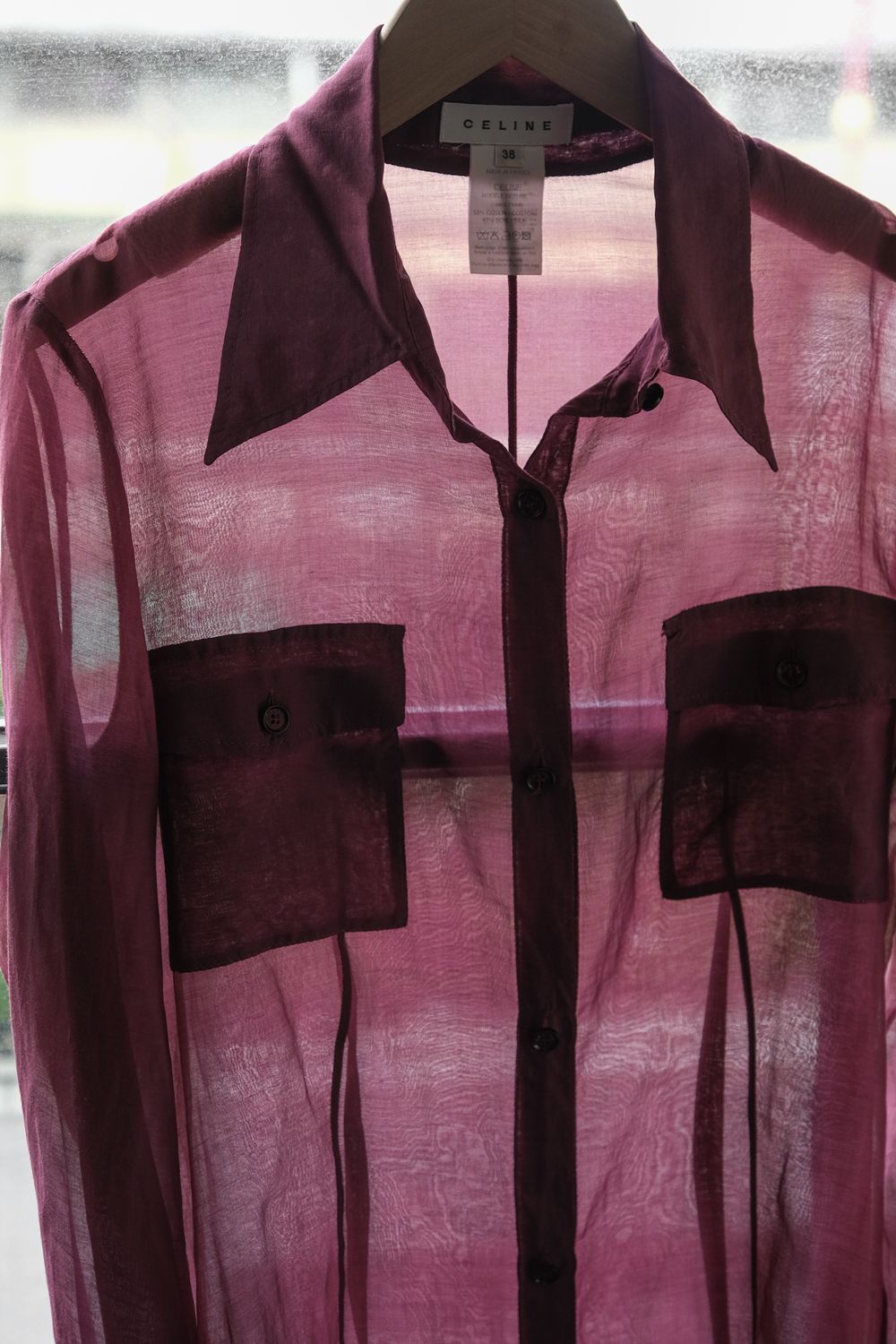 Celine CELINE Cotton / Silk Sheer Shirt Size S / US 4 / IT 40 - 6 Thumbnail