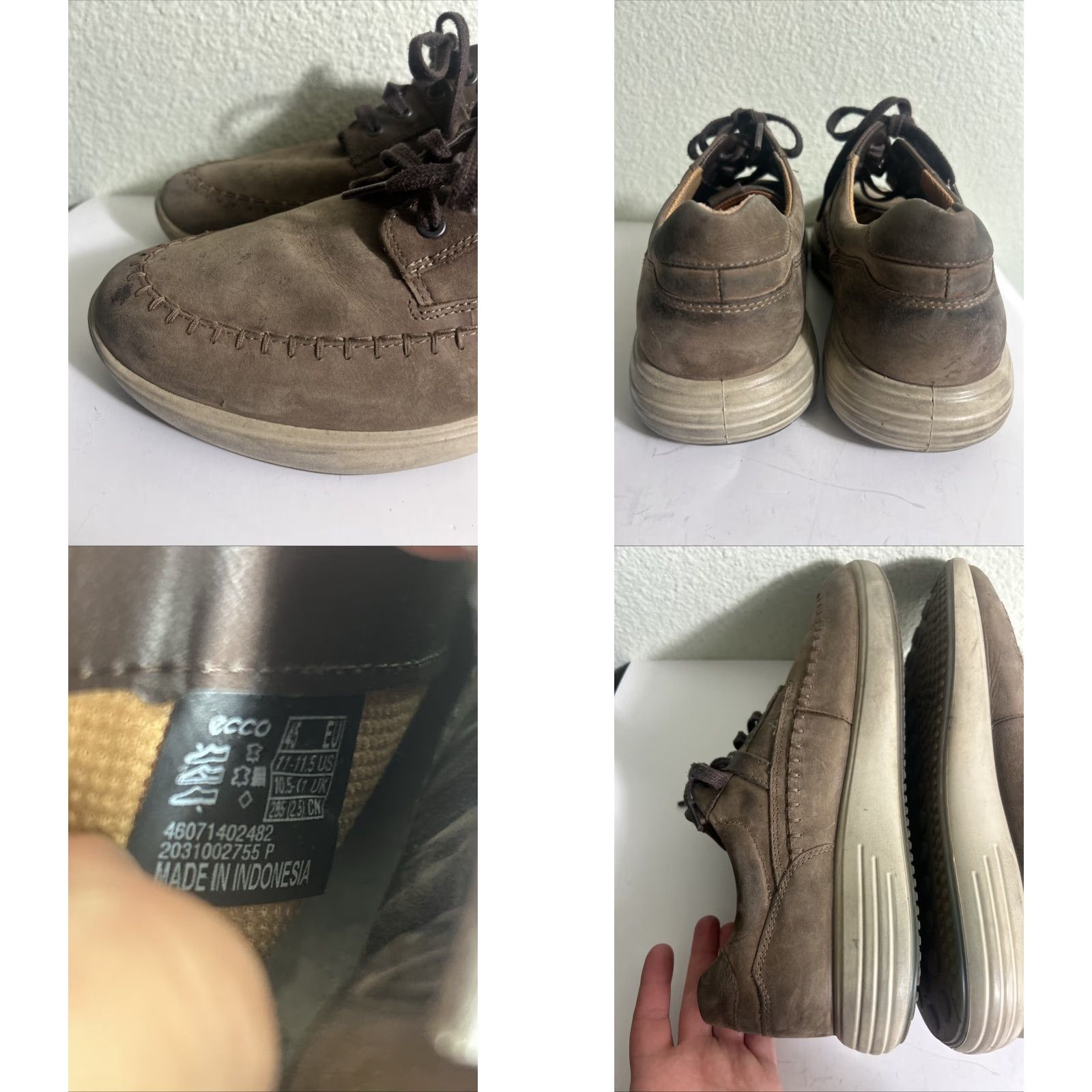 Ecco ECCO Seawalker Men Sneaker Cocoa Nubuck Lace Up 11-11.5 Brown Casual Flaw US 11 EU 45 Mens Size US 11 / EU 44 - 9 Thumbnail