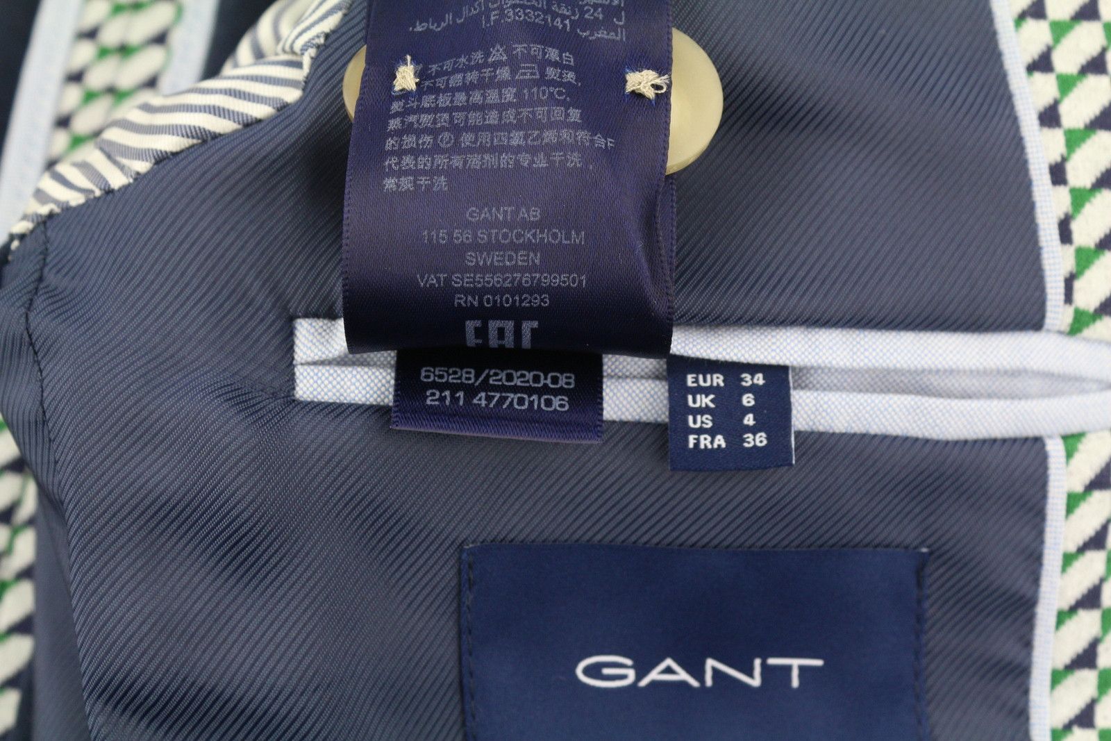 Gant GEO JERSEY EU34 Patterned Notch Half Lined Blazer 85536 Size XS / US 0-2 / IT 36-38 - 12 Thumbnail