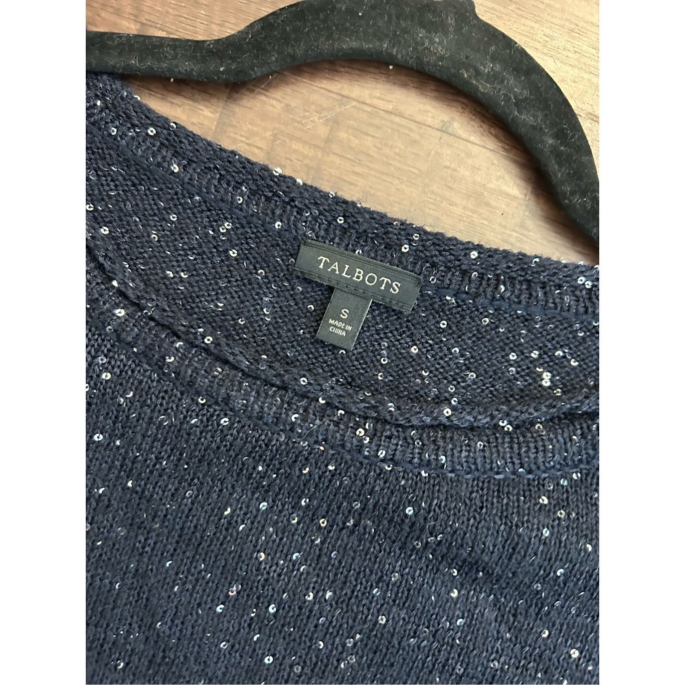 Robert Talbott Talbots Navy Blue Sequin Knit Holiday Sweater, Size Small Size S / US 4 / IT 40 - 2 Thumbnail