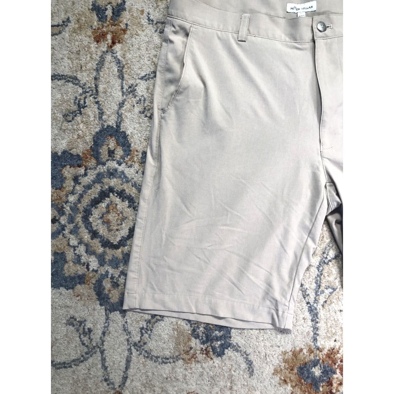 Peter Millar Peter Millar Shorts Mens 36 Beige Chino Flat Front 9 Inseam Golf Casual Summer Men Size US 36 / EU 52 - 4 Thumbnail