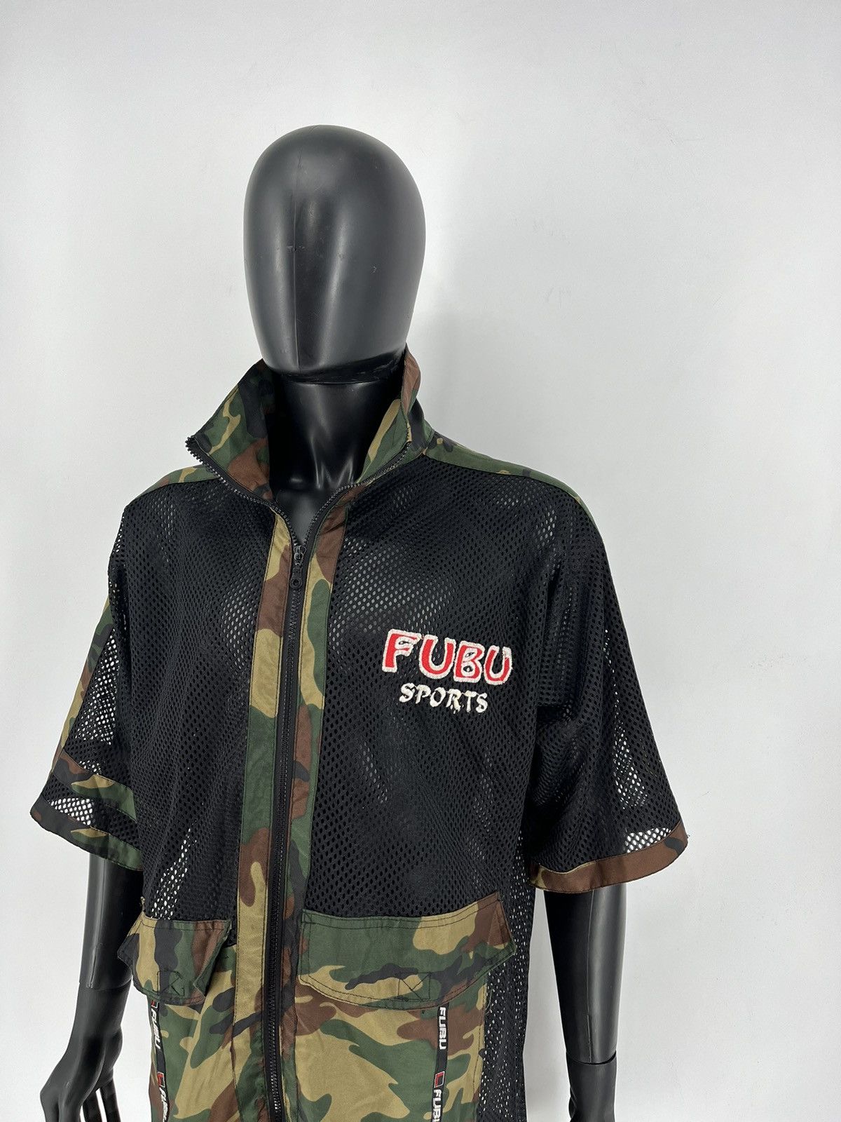 Fubu × Vintage Vintage 90s Fubu Camo Sports Side Tapes Zipper Jacket Tshir Size US L / EU 52-54 / 3 - 4 Thumbnail