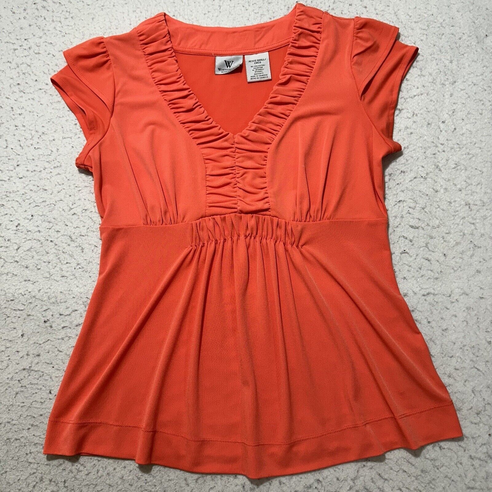 Worthington Worthington SP Cap Sleeve V-Neck Pink Lightweight Blouse Top Size S / US 4 / IT 40 - 1 Thumbnail