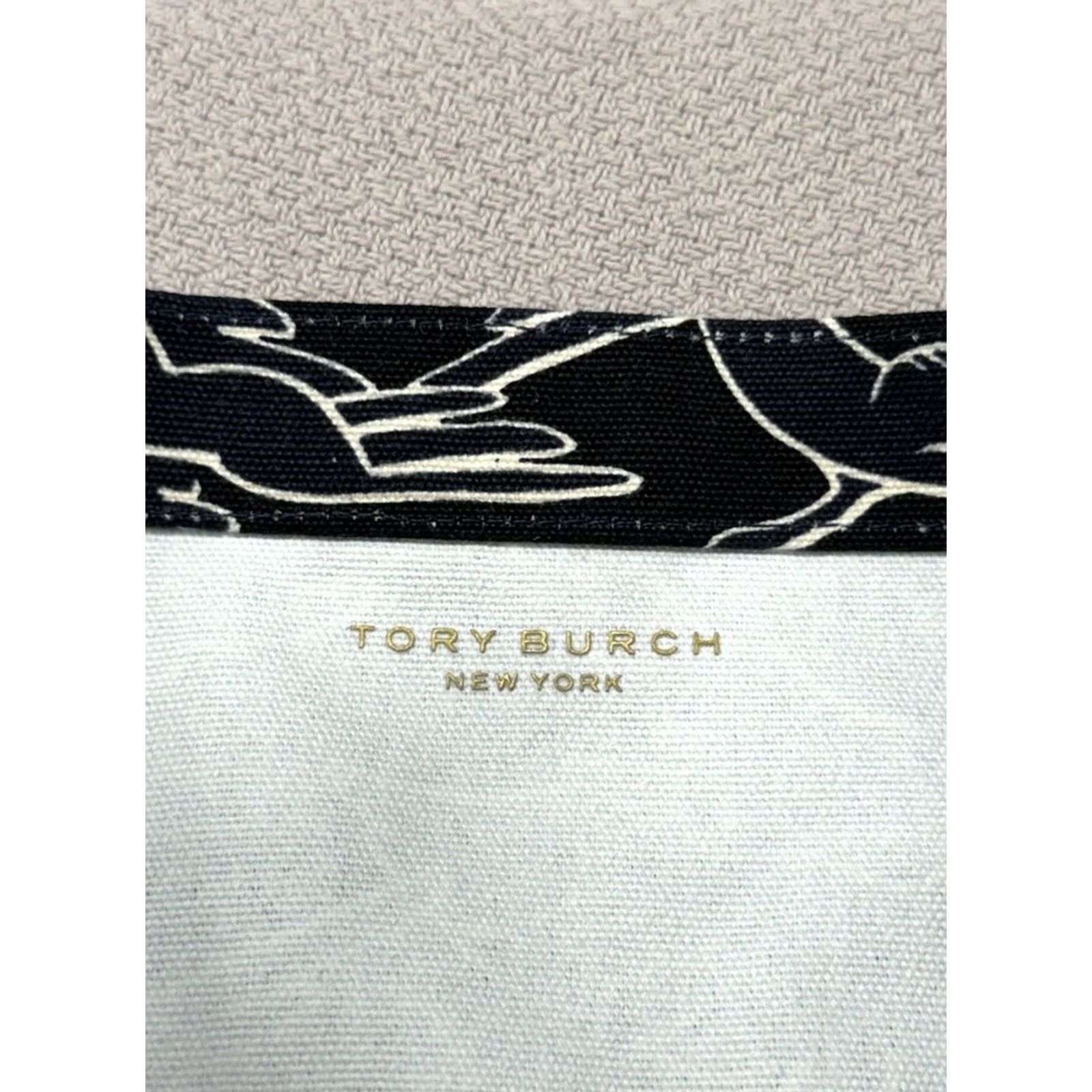 Tory Burch Tory Burch SWAN Tote Bag Geometric Abstract New York Canvas Medium Multicolor Ivory Trim Womens Size ONE SIZE - 3 Thumbnail