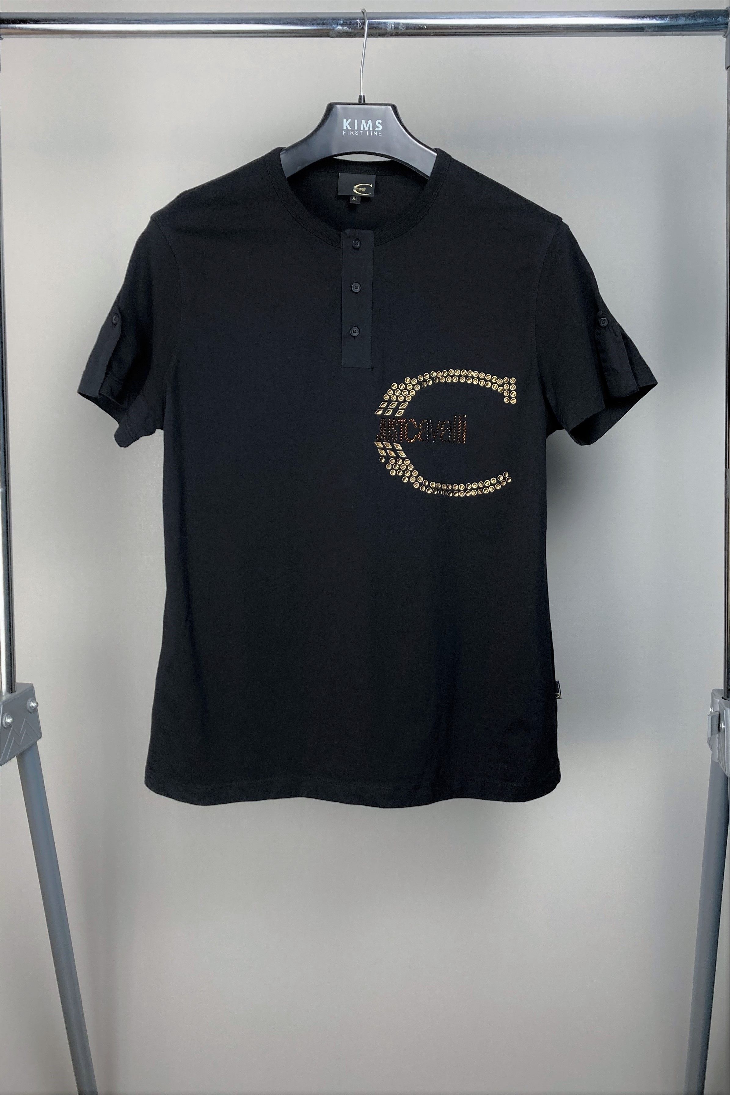 Just Cavalli Just Cavalli Big Logo Button Up Black T Shirt Vintage 90s Size US S / EU 44-46 / 1 - 1 Thumbnail