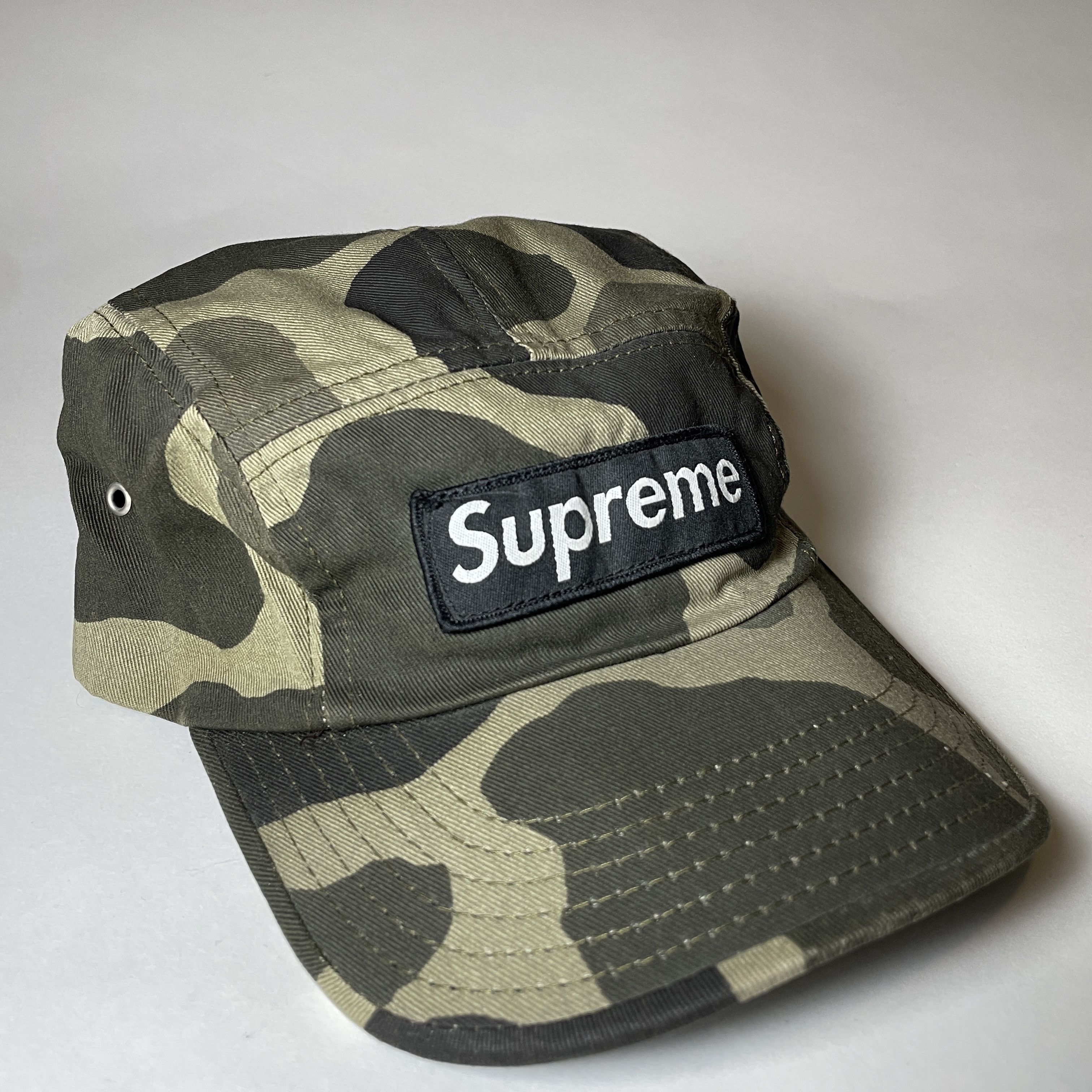 image of Supreme 2001 Duck Camo Grey Camp Cap, Men's