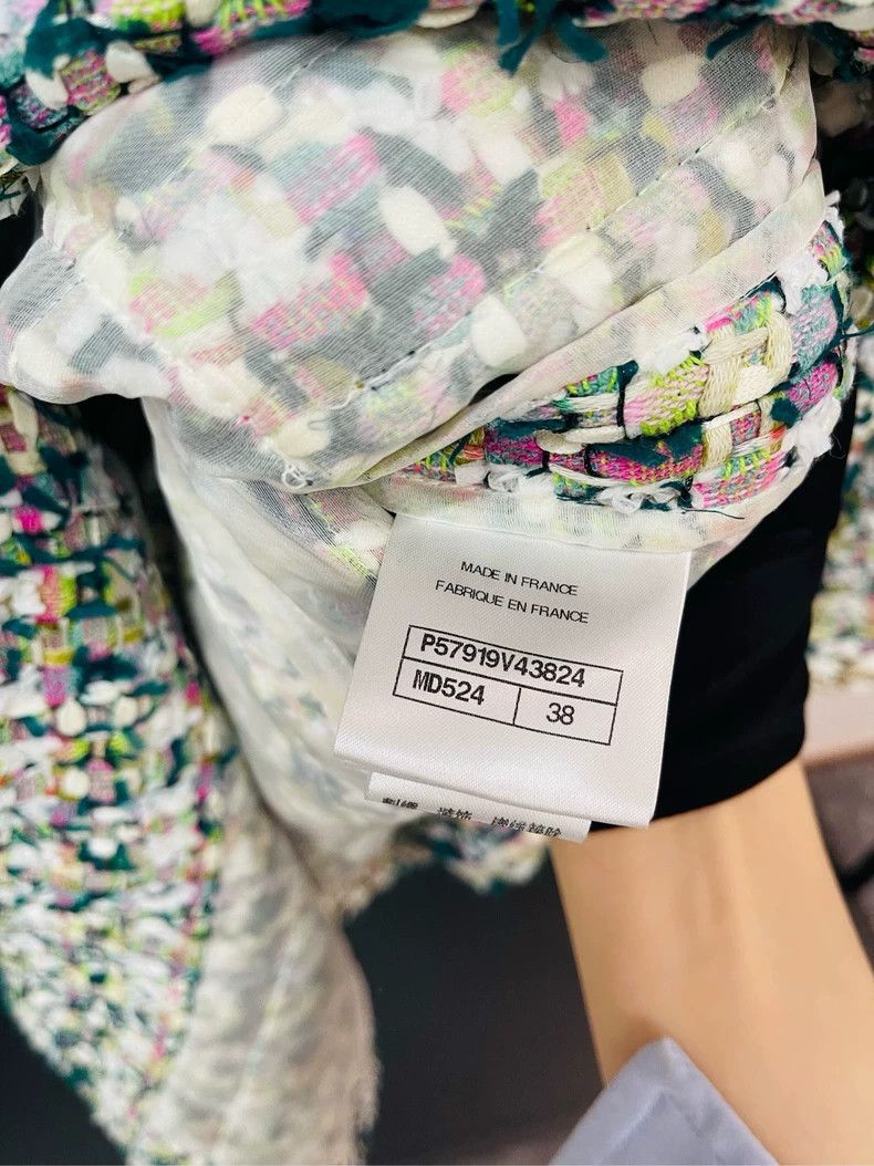 Chanel Chanel Greek series pink and green tweed long coat 2504-Nex Size XS / US 0-2 / IT 36-38 - 4 Thumbnail