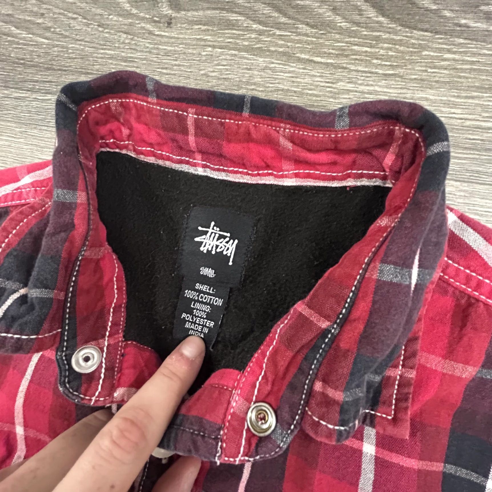 Vintage VINTAGE Stussy Shirt Jacket Mens Small Plaid Fleece Lined Button Up Flannel Shacket 90s Red Womens? Mens Size US S / EU 44-46 / 1 - 4 Thumbnail