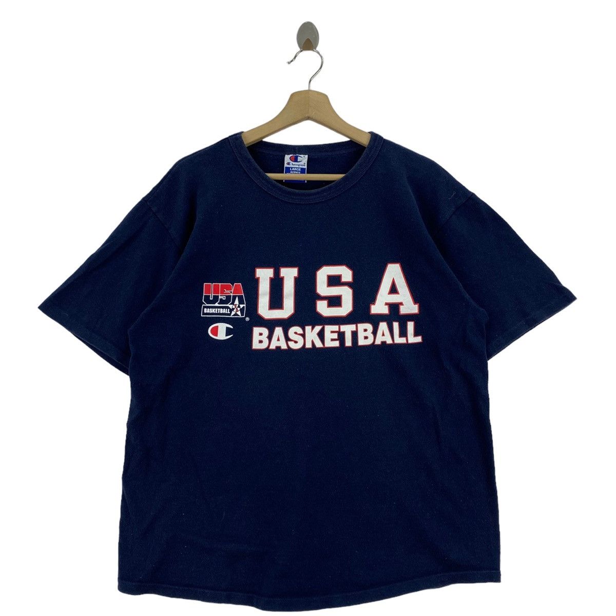 Champion × Vintage Vintage 90s CHAMPION x USA BASKETBALL Big Print Blue Short Size US L / EU 52-54 / 3 - 1 Thumbnail