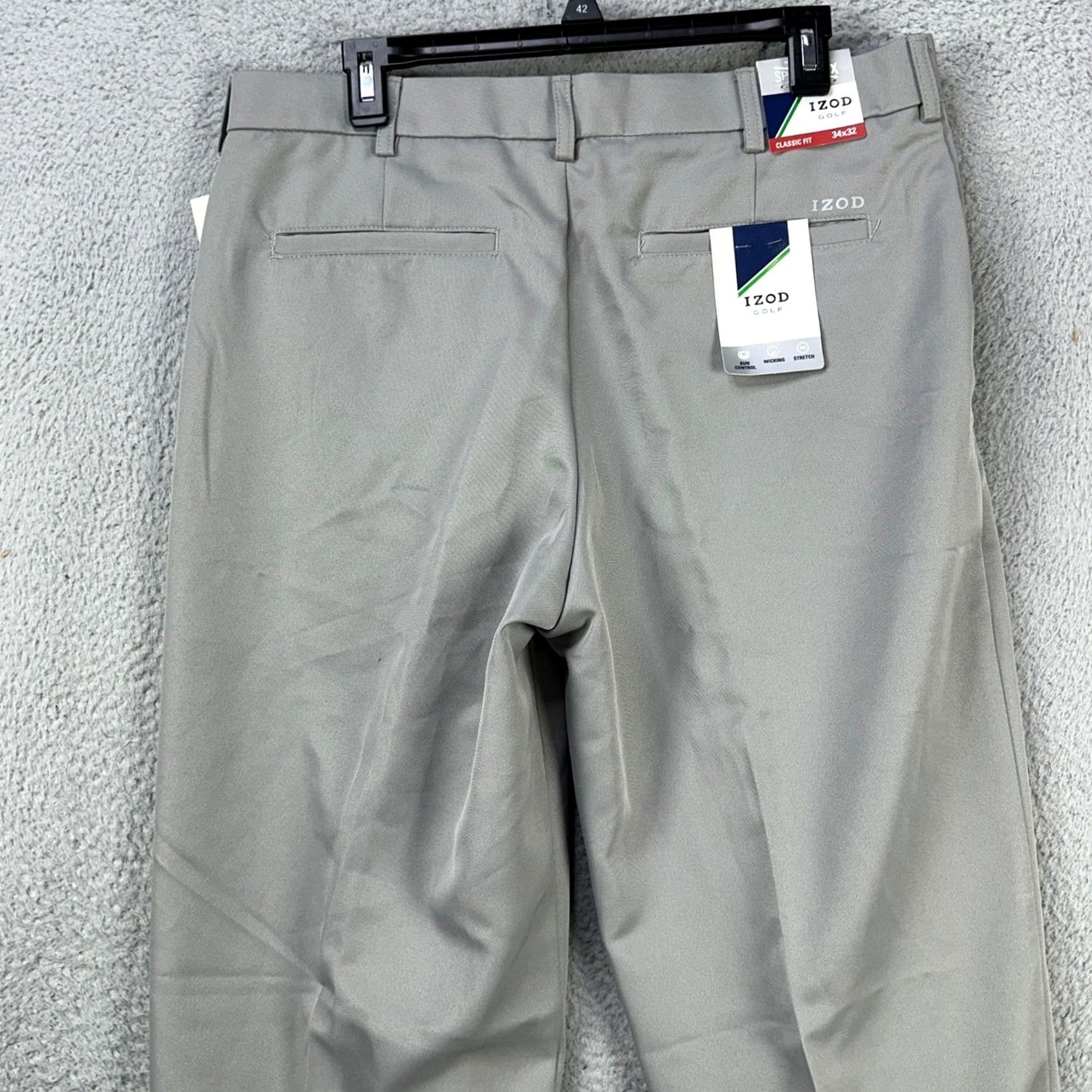 Izod VINTAGE: No (omit) Izod Golf Men Dress Pants 34X32 Gray Performance Wicking Stretch Classic Fit NEW Size US 34 / EU 50 - 3 Thumbnail