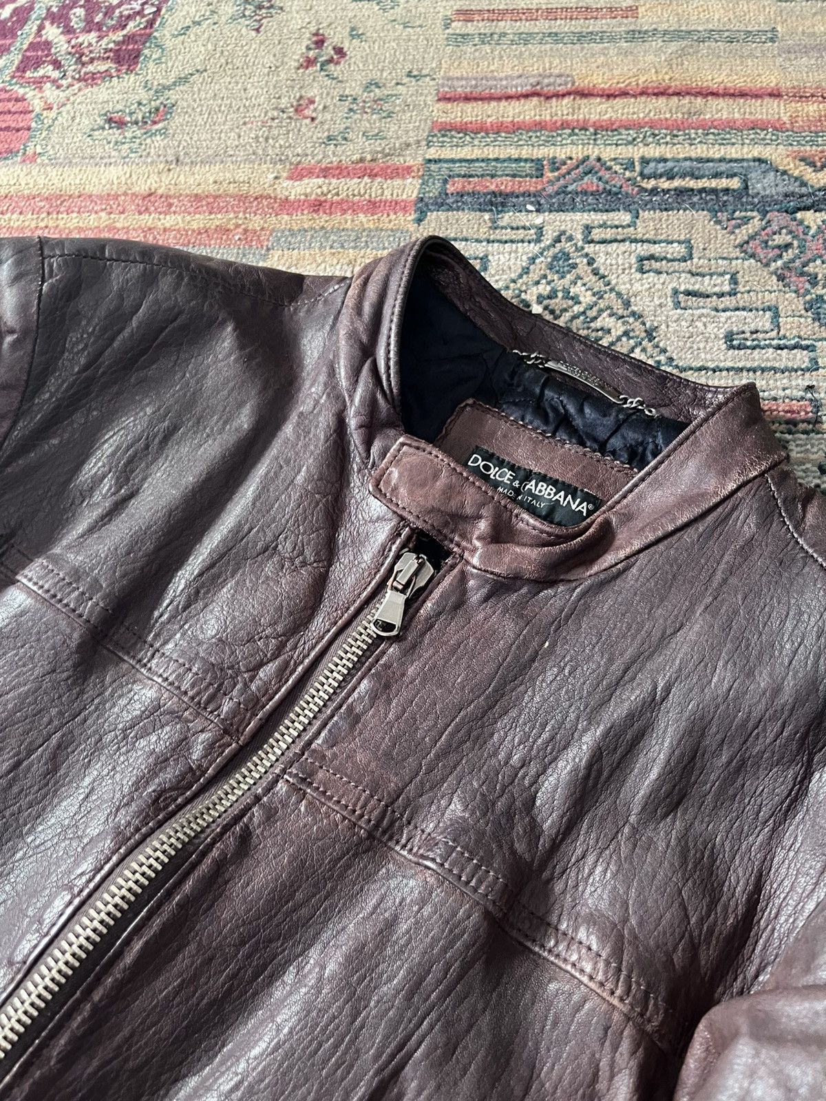Dolce & Gabbana Dolce & Gabbana - Vintage Leather Jacket Brown Faded Size US M / EU 48-50 / 2 - 5 Thumbnail