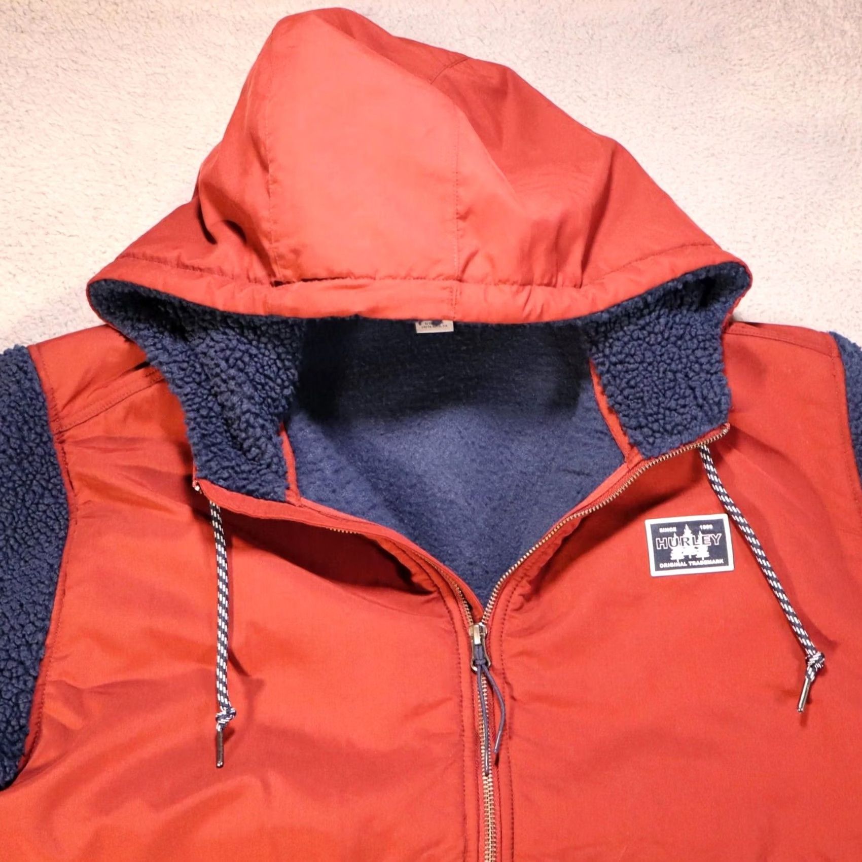 Hurley Hurley Men XXL Obsidian Navy Red Half Zip Sherpa Hoodie Jacket Zip Polyester Anorak Blue Size US XXL / EU 58 / 5 - 2 Thumbnail