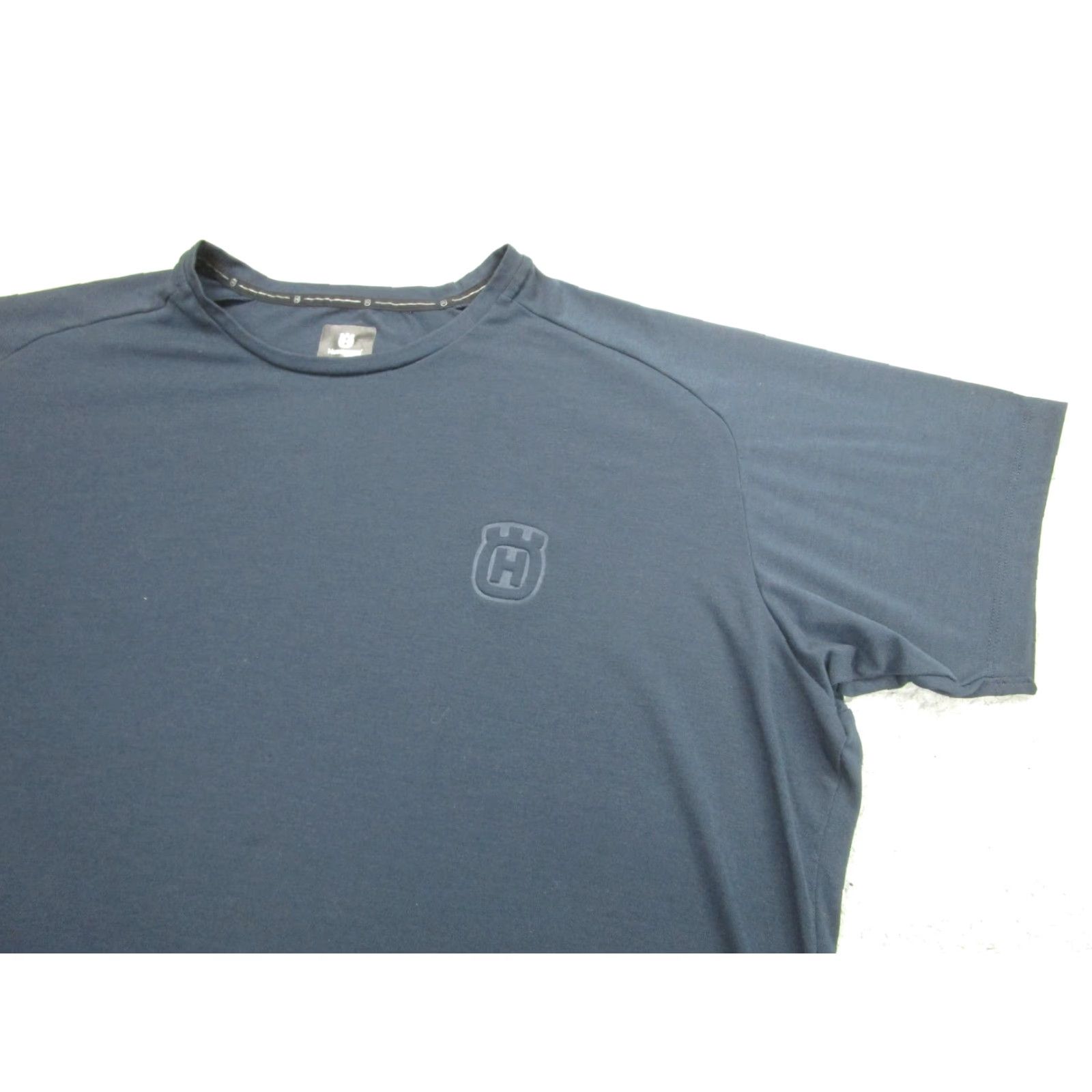 Vintage Husqvarna Motorcycles Shirt Mens 2XL Navy Blue Logo Performance Short Sleeve Size US XXL / EU 58 / 5 - 2 Thumbnail