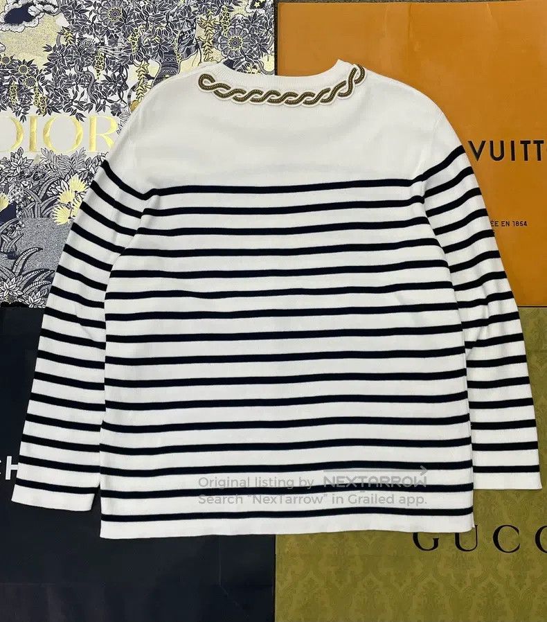 Valentino Valentino Beaded black and white gold buttoned striped kni Size S / US 4 / IT 40 - 3 Thumbnail
