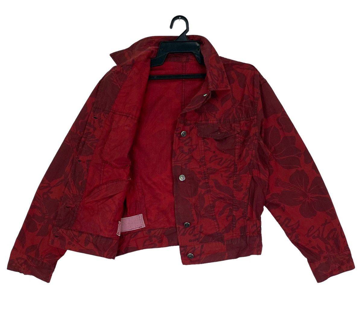 Gianfranco Ferre × Vintage 90s Gianfranco Ferre hibiscus all overprinted trucker jacket Size XXS / US 00 / IT 34 - 5 Thumbnail