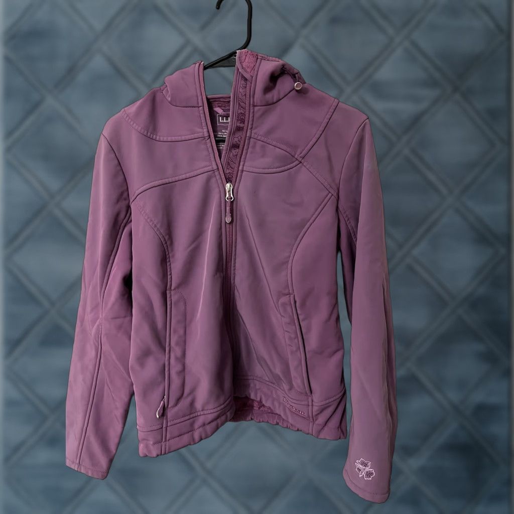 Vintage LL Bean Jacket XS Petite Womens Purple Fleece Floral Embossed Zipped Pockets Size XS / US 0-2 / IT 36-38 - 1 Thumbnail