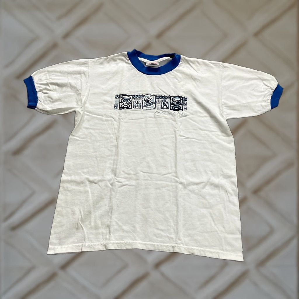 Disney Disney Ringer T-Shirt Women's Large White Graphic Cotton Tee Size L / US 10 / IT 46 - 1 Thumbnail