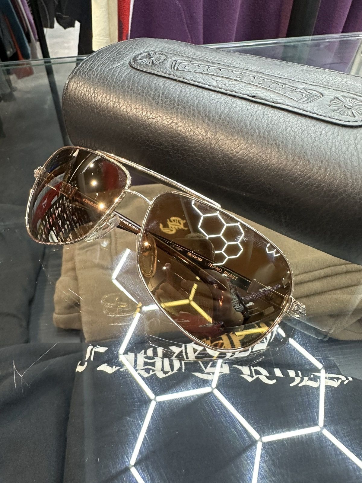 Chrome Hearts Chrome Hearts Grand Beast Aviators Wood / Gold Plated Size ONE SIZE - 3 Thumbnail