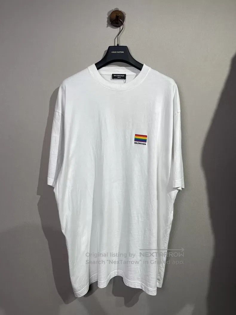 Balenciaga Balenciaga White Rainbow Short Sleeve Size US M / EU 48-50 / 2 - 1 Thumbnail