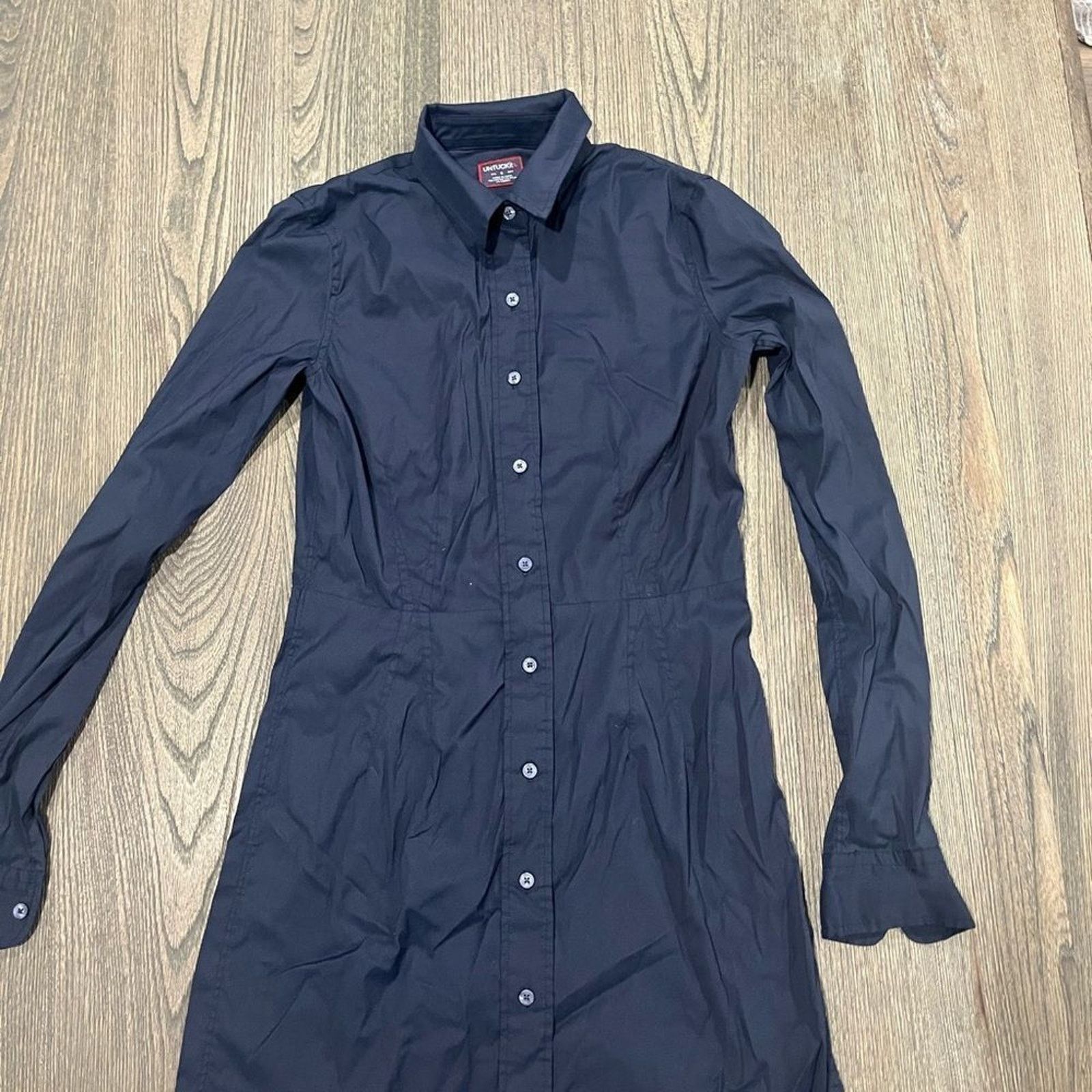 UNTUCKit UNTUCKit Marisol Navy Blue Collared Long Sleeve Dress Size 0 Size XS / US 0-2 / IT 36-38 - 3 Thumbnail