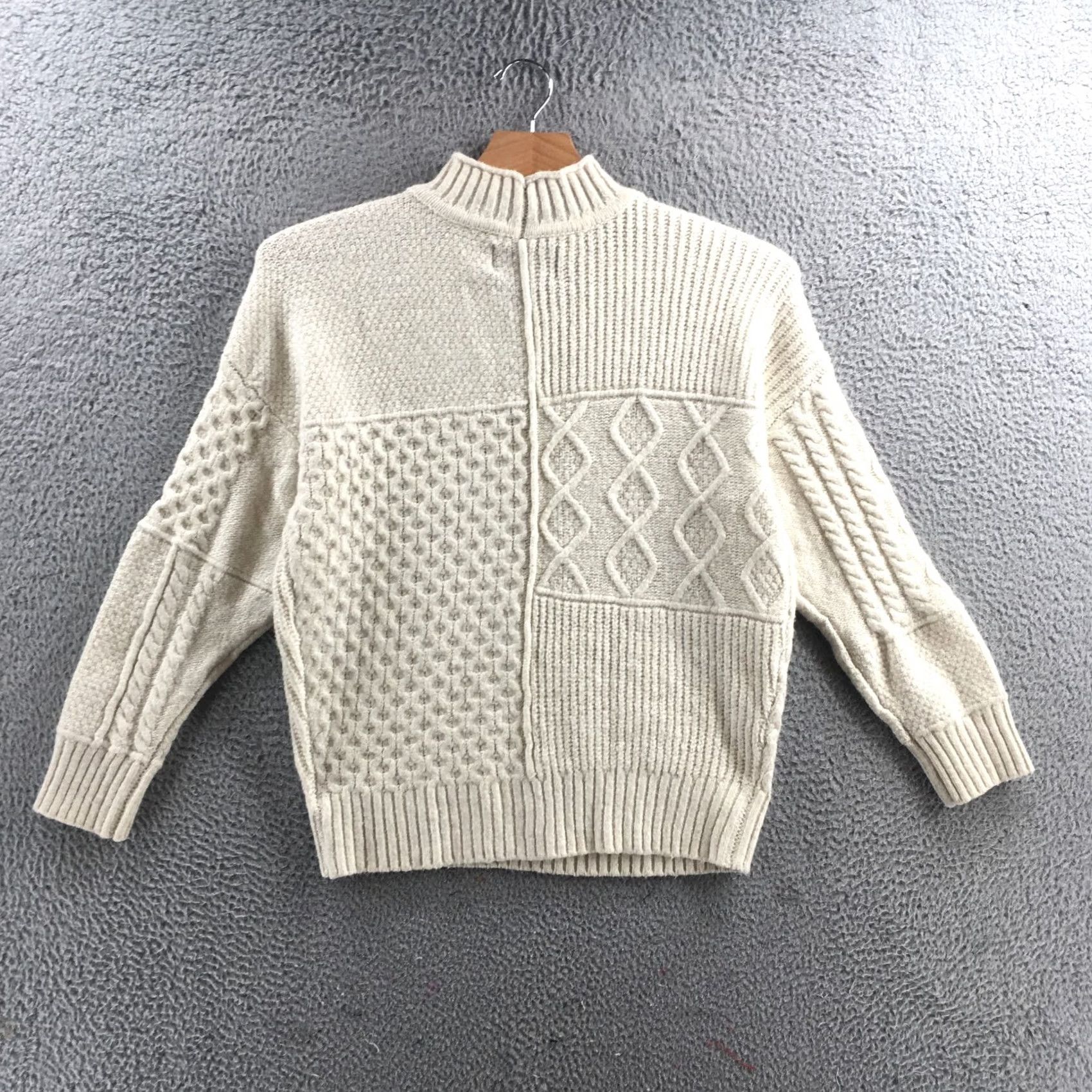 American Eagle Outfitters American Eagle Outfitters Pullover Sweater Womens M Off-White Mock Neck Long Sleeve Knitted Smooth Solid Cable-Knit Lightweight Casual 90s? Size M / US 6-8 / IT 42-44 - 7 Thumbnail