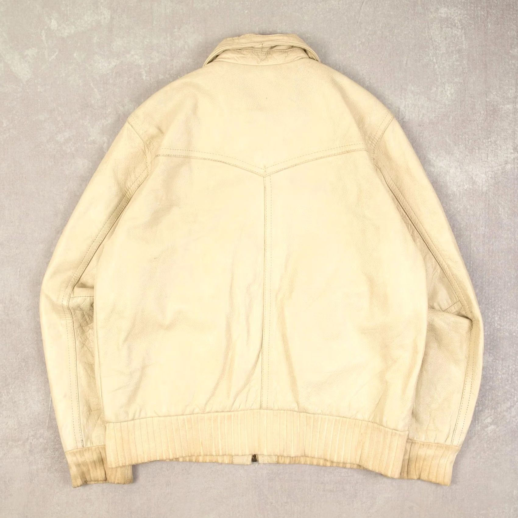 Vintage VINTAGE Leather Bomber Jacket XL Men's Cream Americana Jacket Size US XL / EU 56 / 4 - 2 Thumbnail