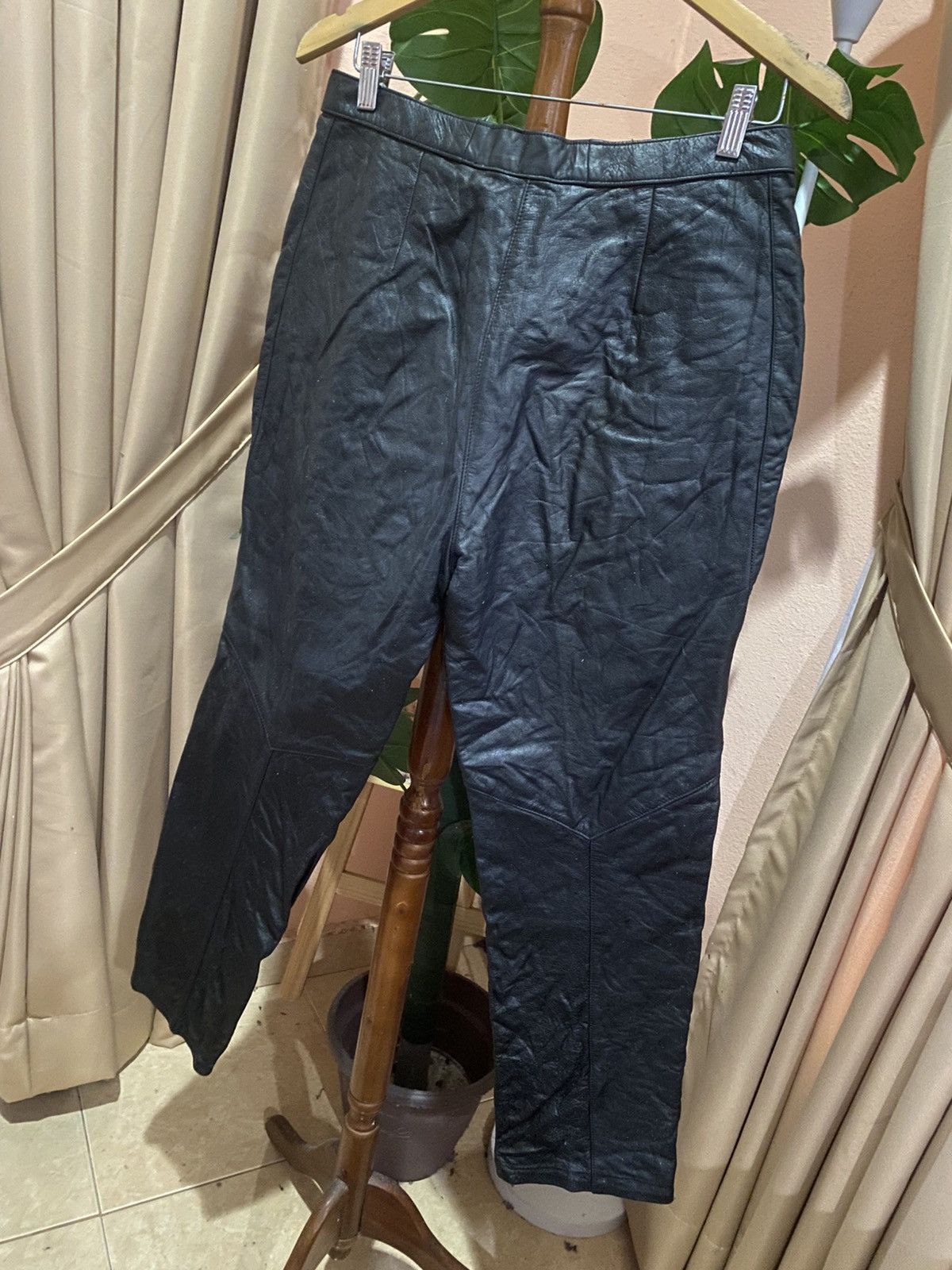Leather Vintage Black Genuine Leather Trousers Paneled Moto Pants Size US 30 / EU 46 - 5 Thumbnail