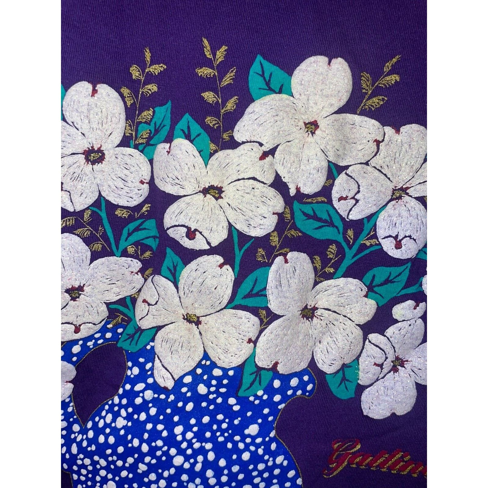 Jerzees Vintage Gatlinburg Shirt Tee TN Flower Purple Vase VTG 90s L Size US L / EU 52-54 / 3 - 4 Thumbnail