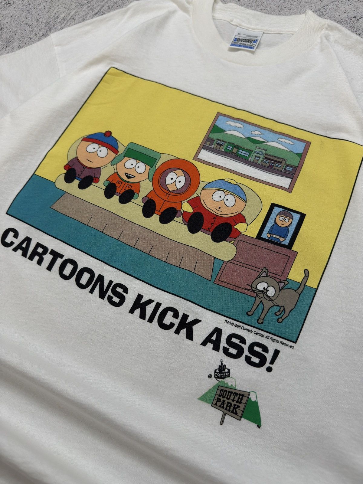 Other VTG 1998 Comedy Central South Park Cartoons Kick Ass T-Shirt Size US XL / EU 56 / 4 - 7 Thumbnail