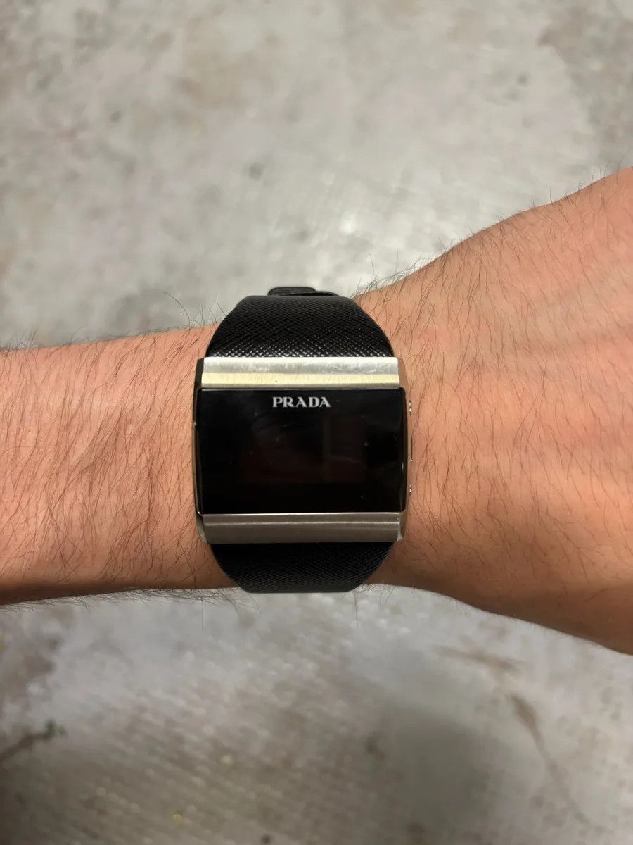 Designer × Prada × Vintage Prada LG LBA Black Chrono Avant-Garde Watch Size ONE SIZE - 1 Thumbnail