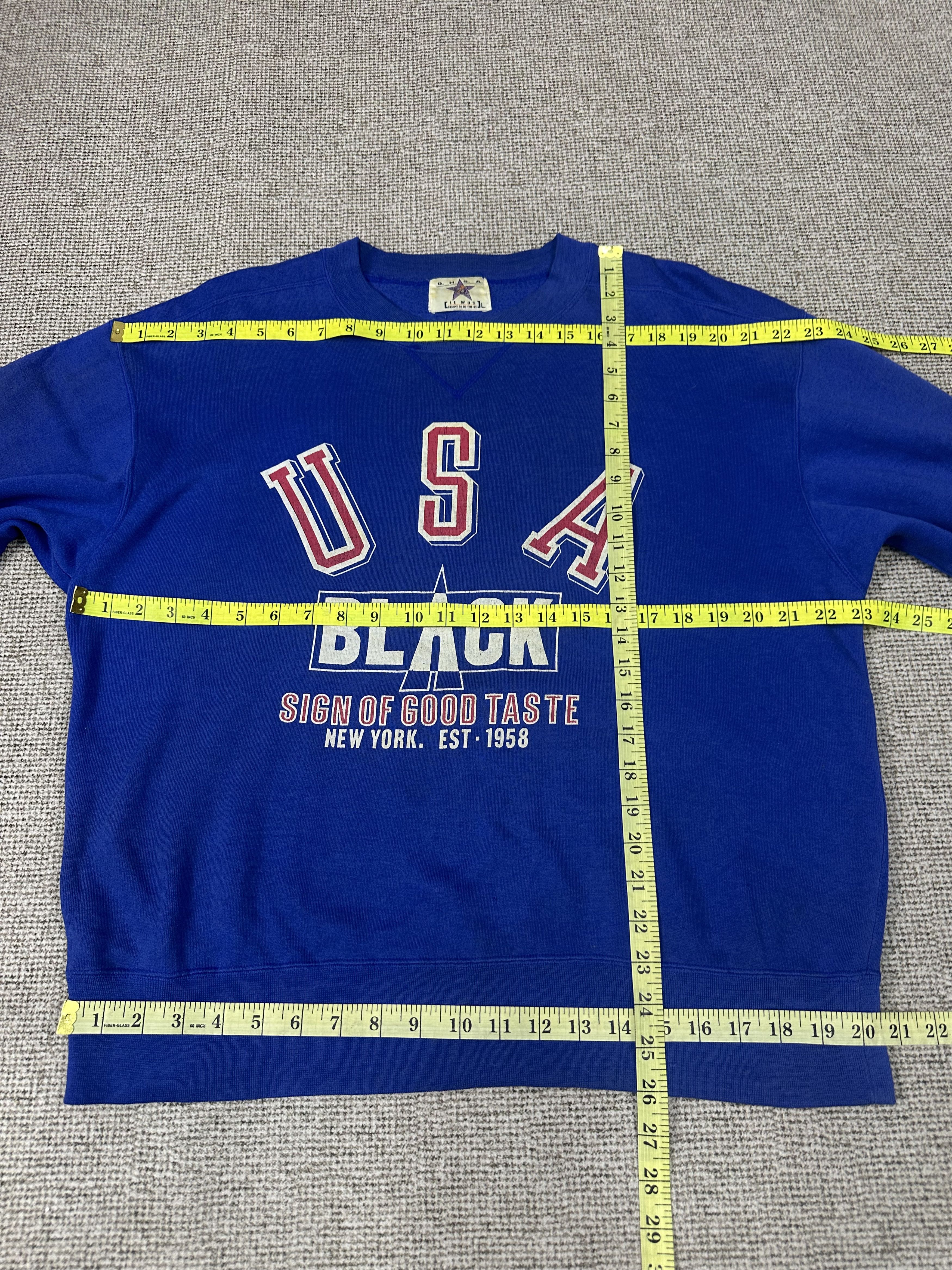 Vintage Vintage USA Black Sign Of Good Taste Boxy Crewneck Z493 Size US L / EU 52-54 / 3 - 5 Thumbnail
