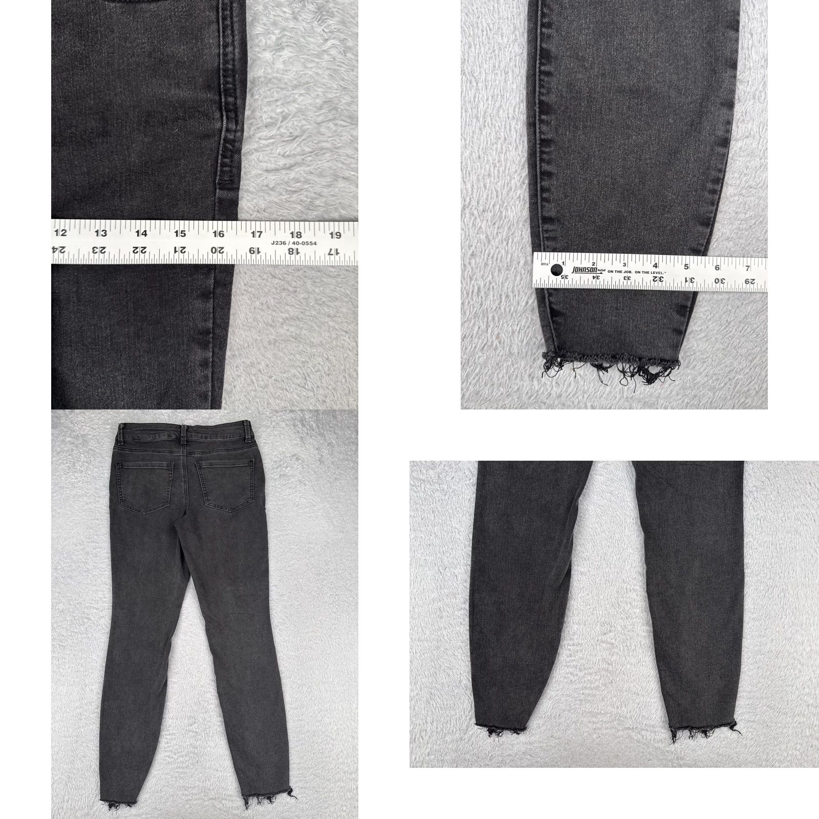 Vintage Maurices Jeans Women 6 Black Denim Skinny Tapered Distressed Raw Hem Button Fly Jeans Size 28" / US 6 / IT 42 - 9 Thumbnail