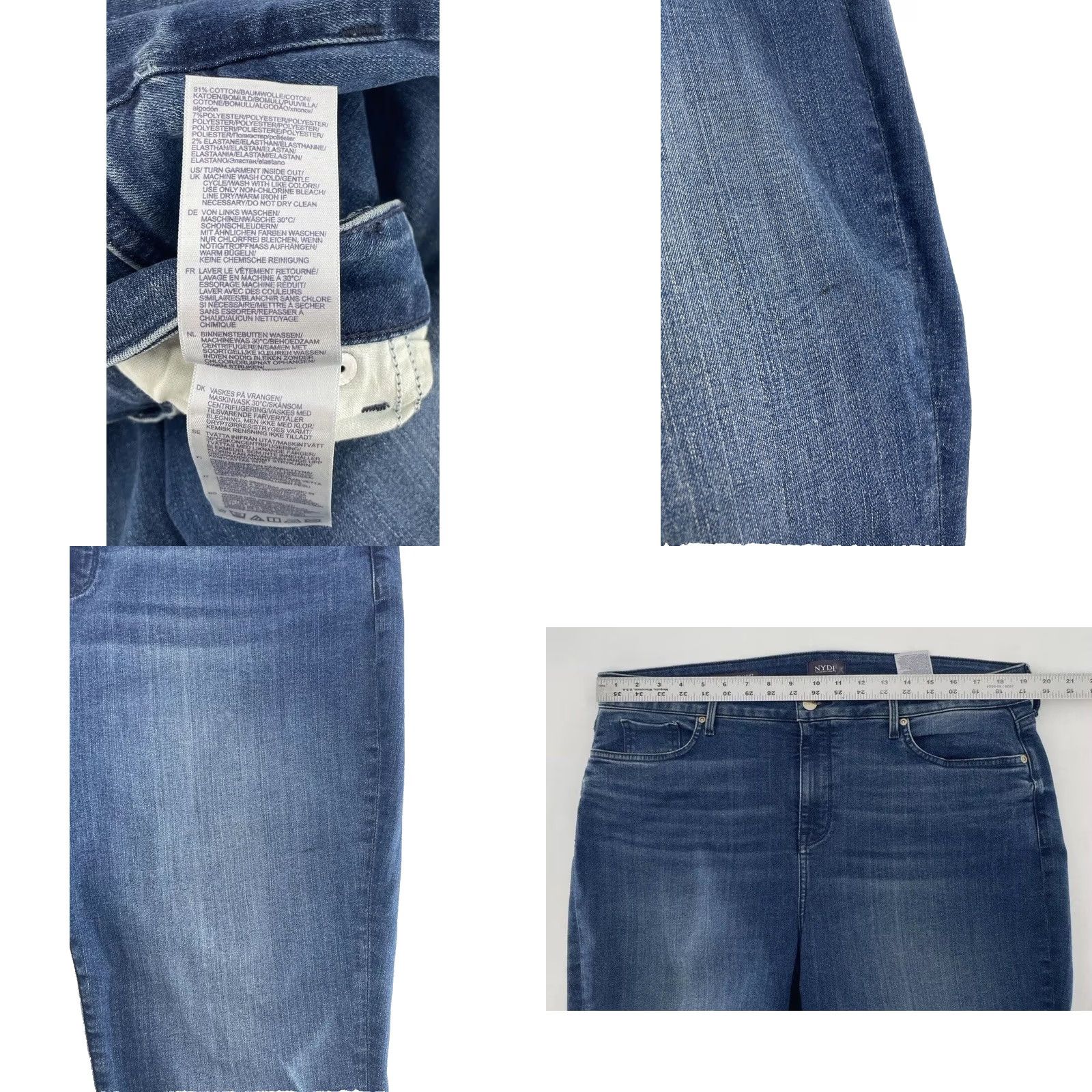NYDJ NYDJ Marilyn Crop Jeans Women Size 16 Blue Fray Cuff Cropped Everyday Normcore Size 38" / US 16 / IT 52 - 8 Thumbnail