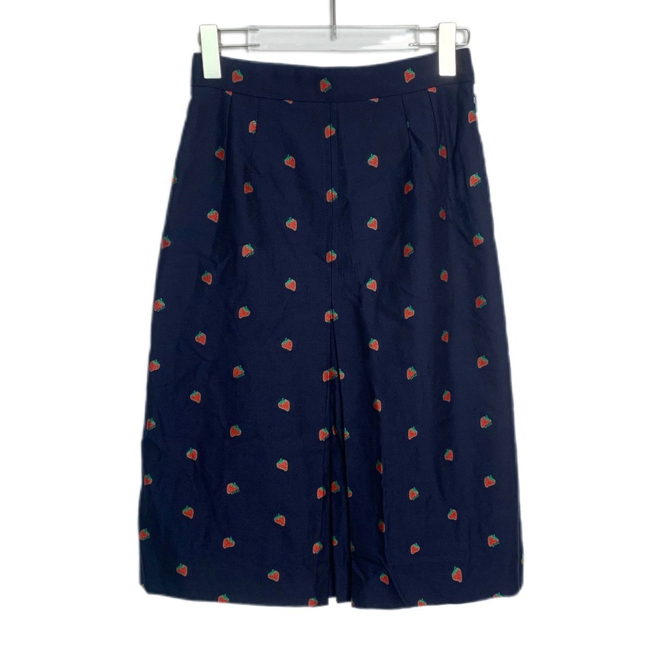 Gucci Gucci Navy Blue Strawberry Embroidered A-Line Skirt Size 38 Size 38" / US 16 / IT 52 - 1 Thumbnail