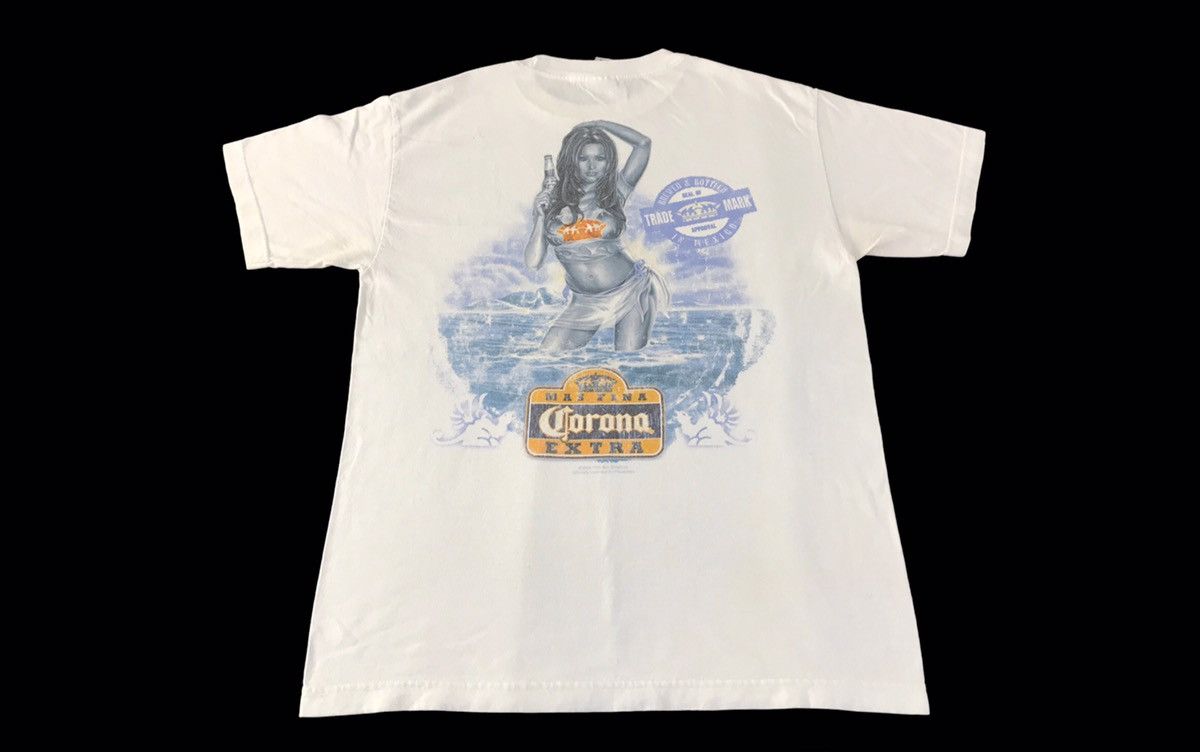 Japanese Brand 90s Mas Fina Corona Extra Beer Drink Big Sexy Girl Tee Size US M / EU 48-50 / 2 - 1 Thumbnail