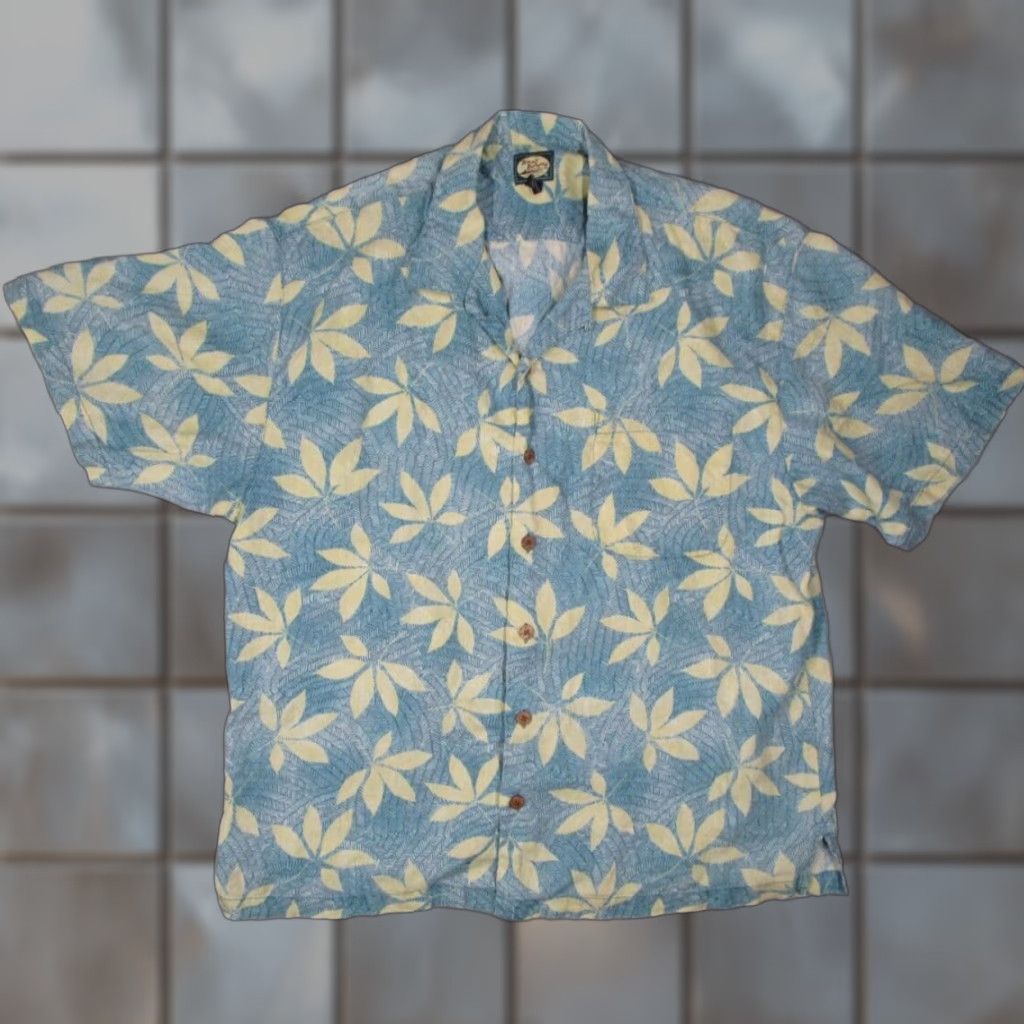 Tommy Bahama VINTAGE Tommy Bahama Mens Extra Large Blue Floral Linen Short Sleeve Button Up Shirt Size US XL / EU 56 / 4 - 1 Thumbnail