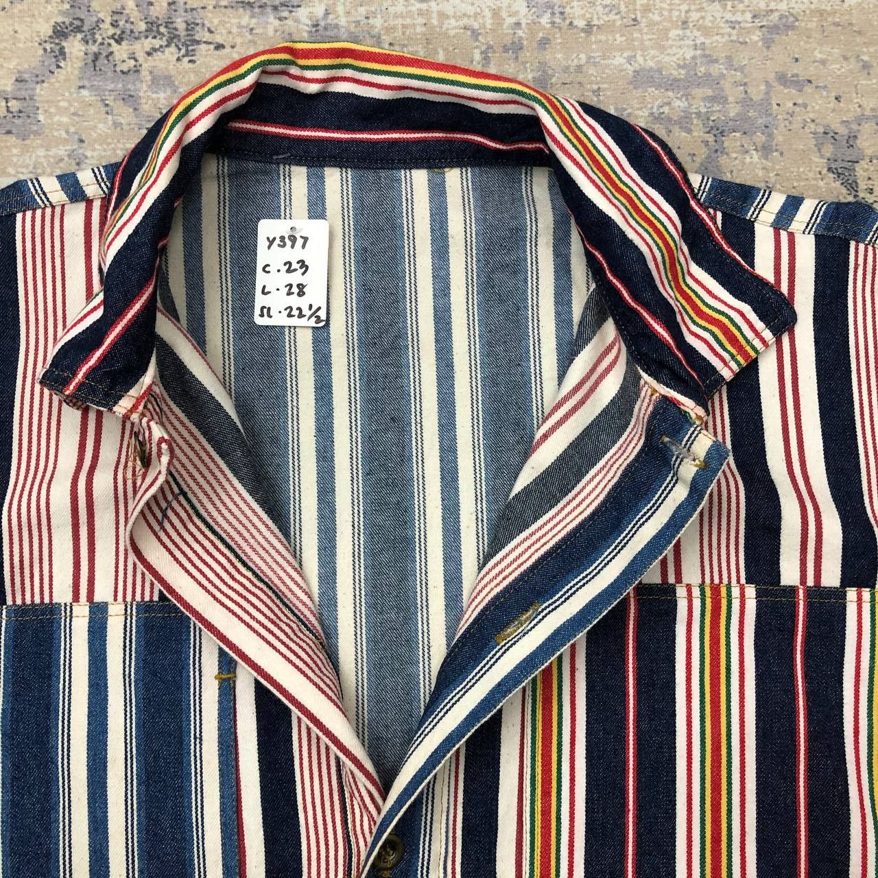 Vintage Y397 RARE VTG JAPAN STRIPED DENIM JACKET Size US M / EU 48-50 / 2 - 5 Thumbnail